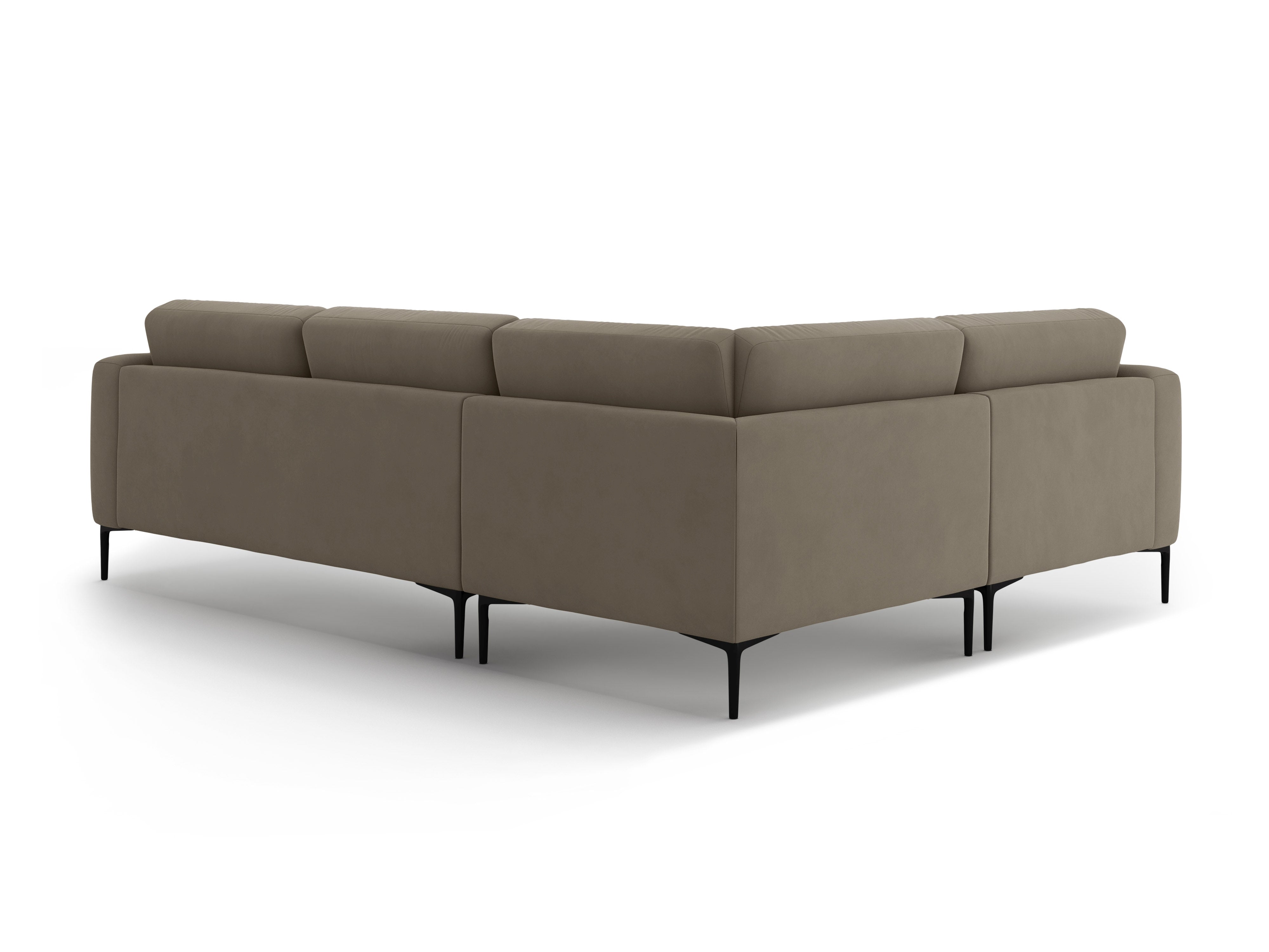 Left-facing velvet L-shaped corner sofa BEMY in gray-brown