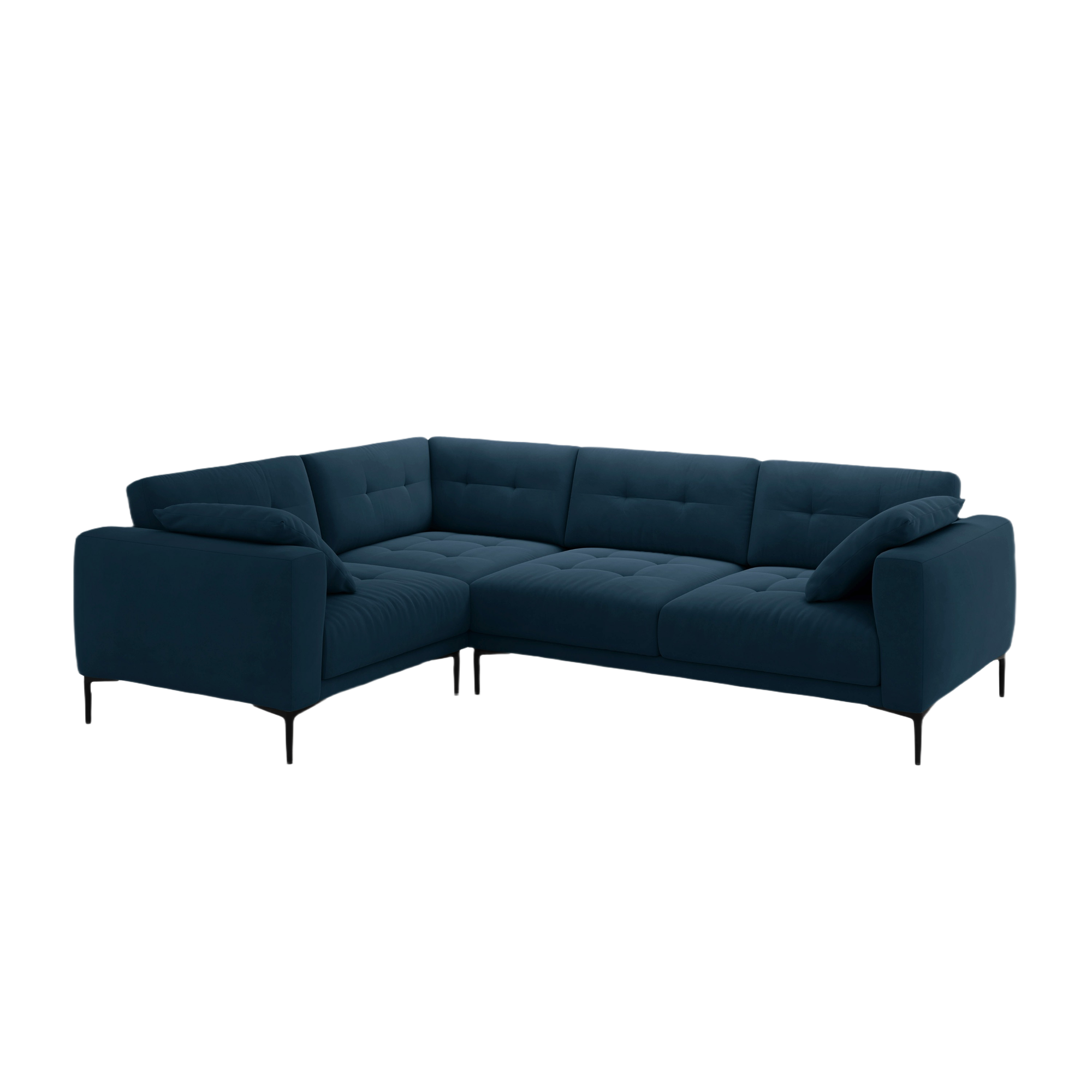 Left-facing L-shaped velvet corner sofa BEMY royal blue
