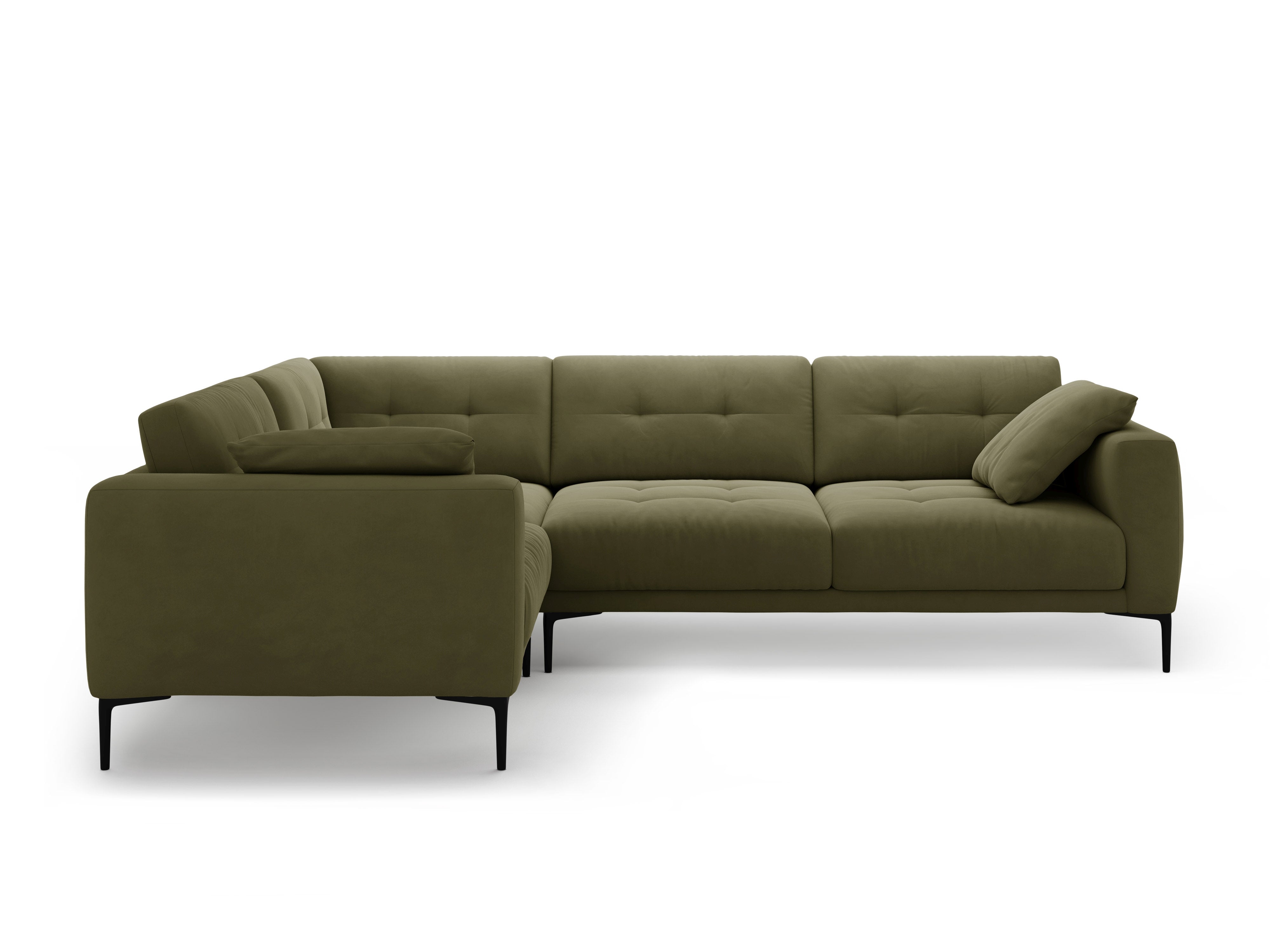 Left-facing L-shaped velvet corner sofa BEMY green