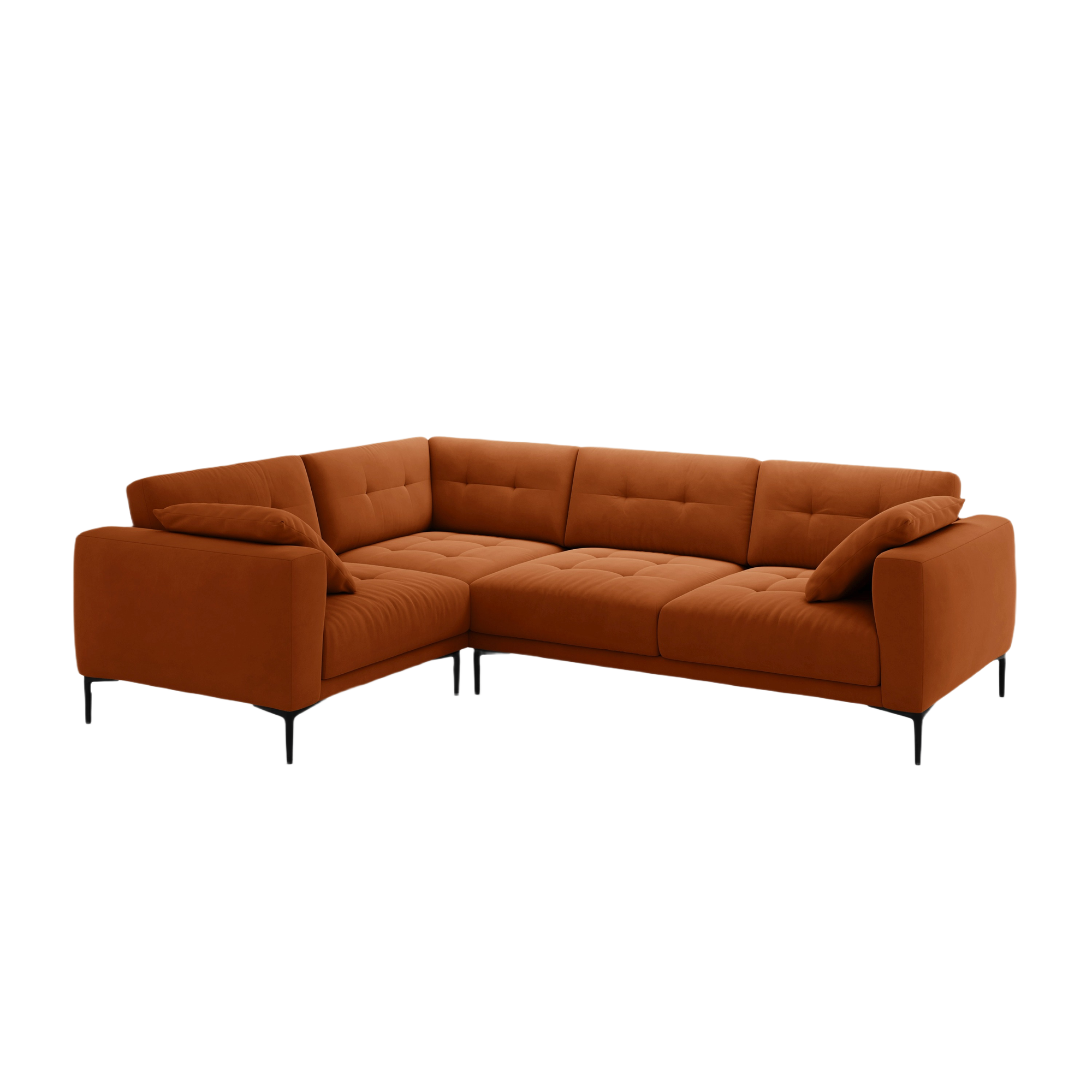 Left-facing velvet L-shaped corner sofa BEMY terracotta