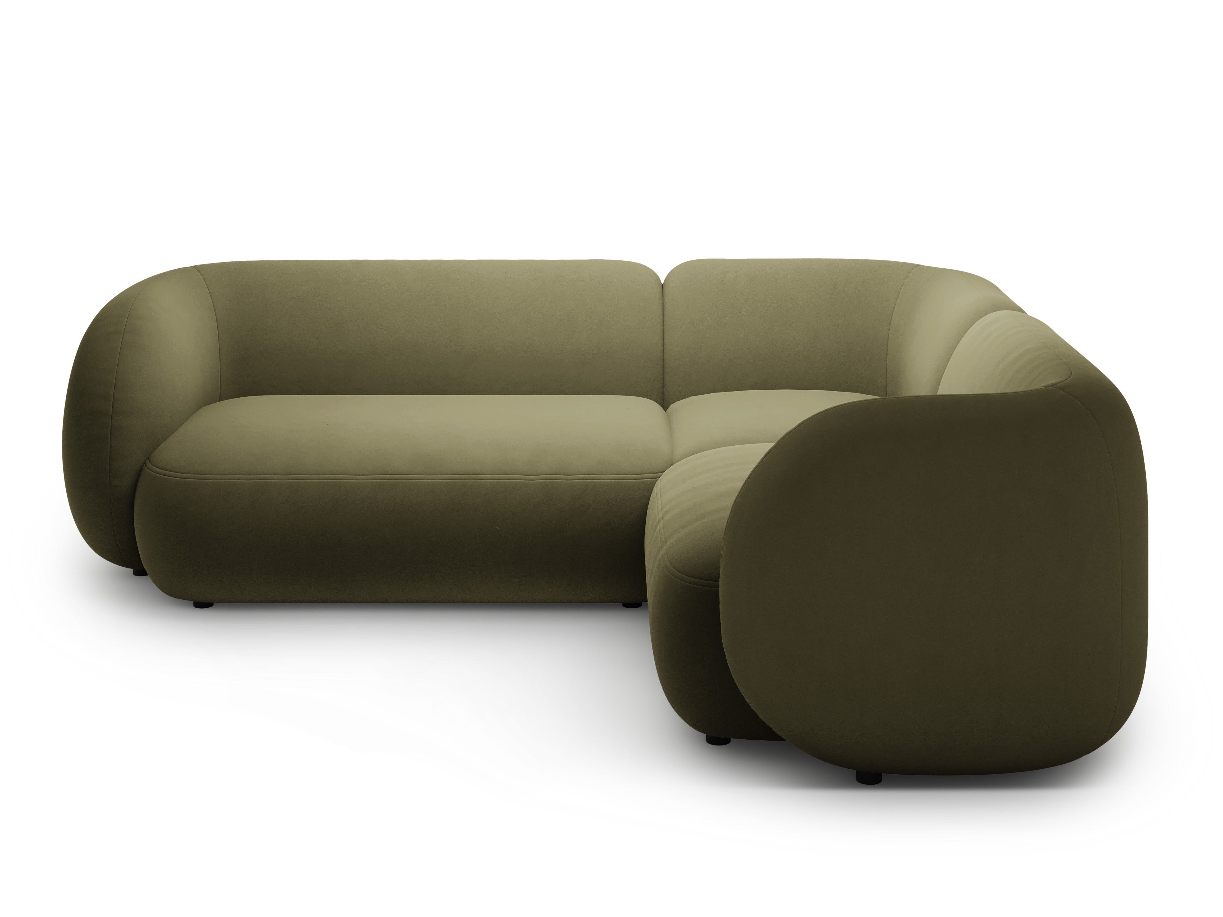 Green right-facing velvet corner sofa for 4 people KATE