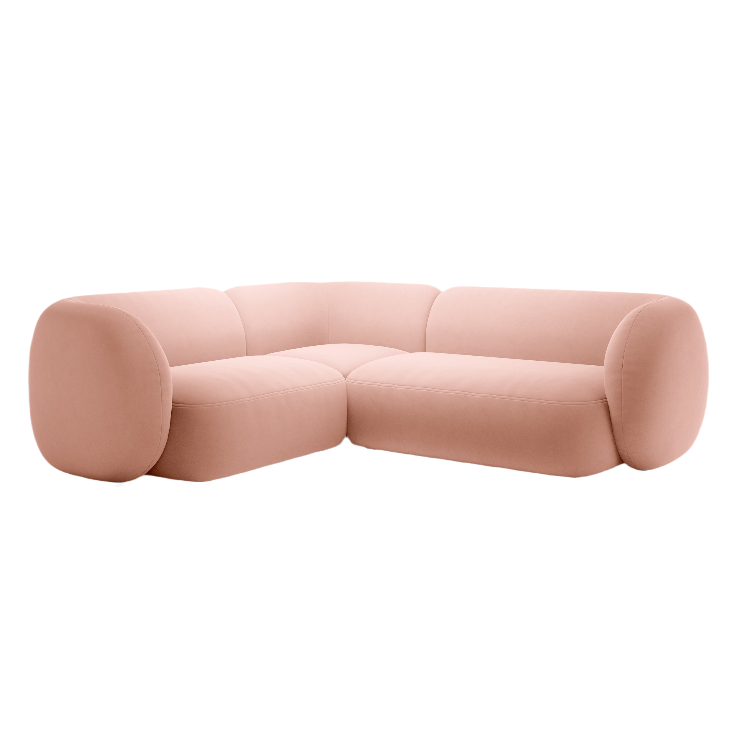 Samt-Ecksofa linksseitig für 4 Personen KATE rosa