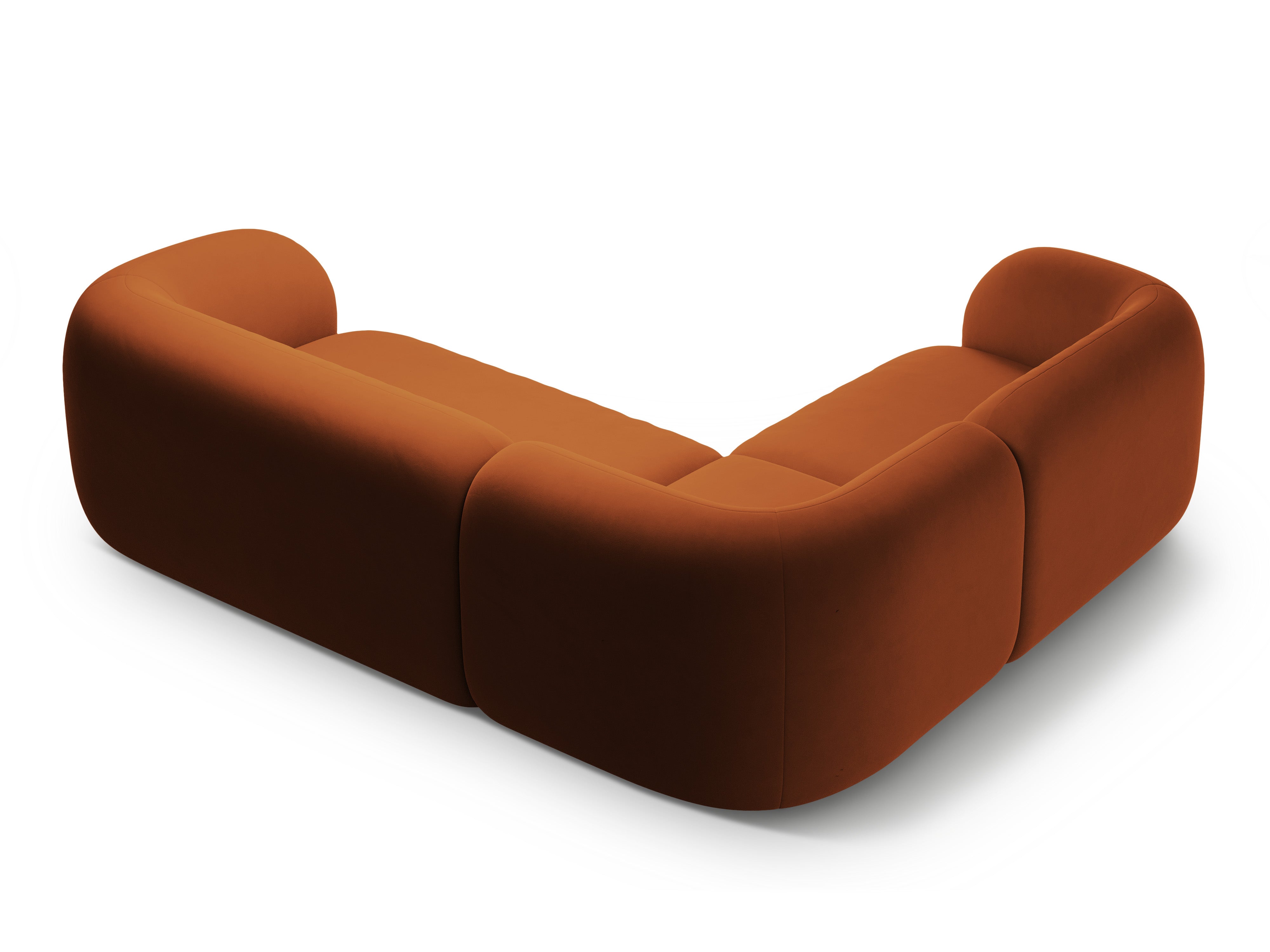 Samt-Ecksofa linksseitig für 4 Personen KATE terracotta