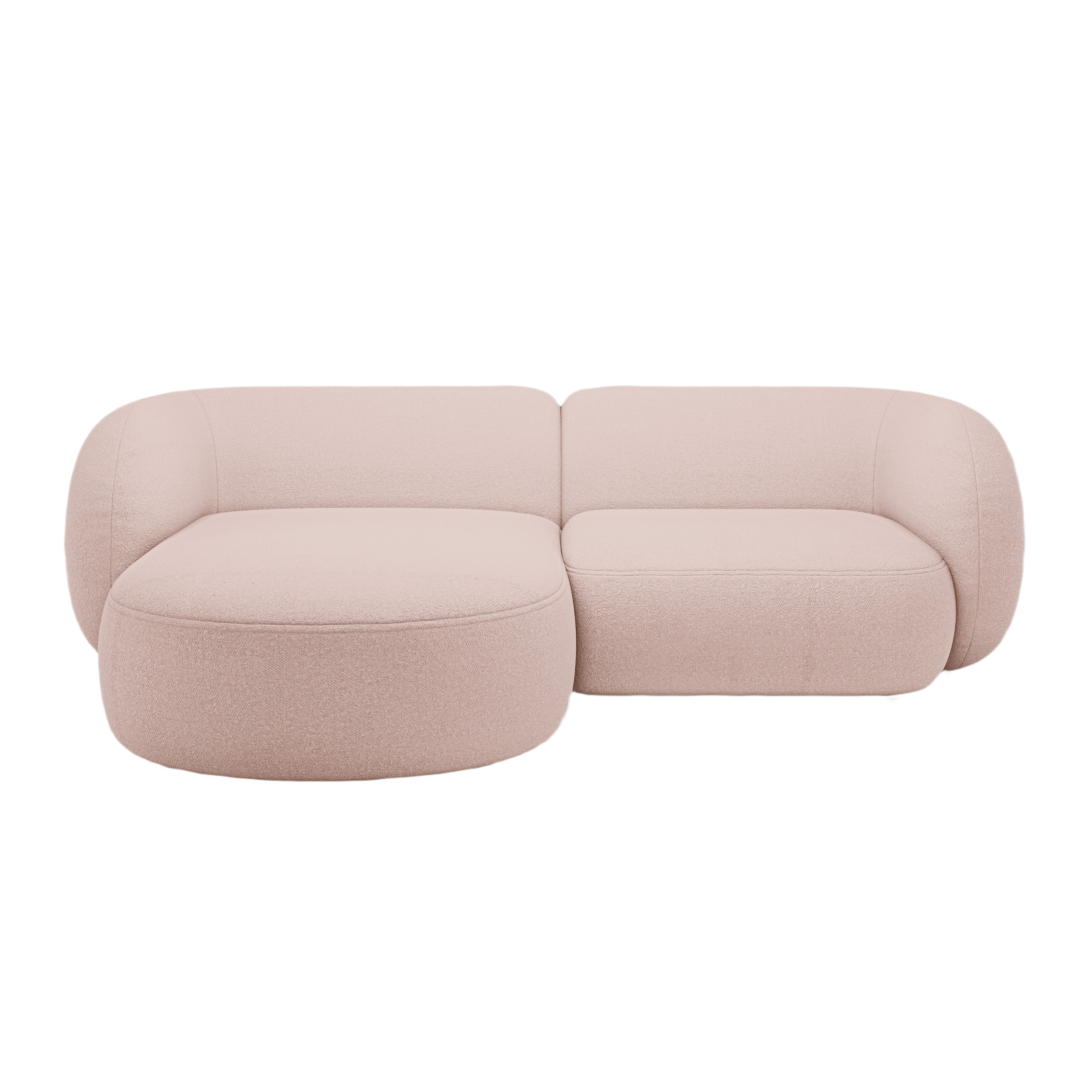 Left-sided 2-seater corner sofa KATE pink boucle