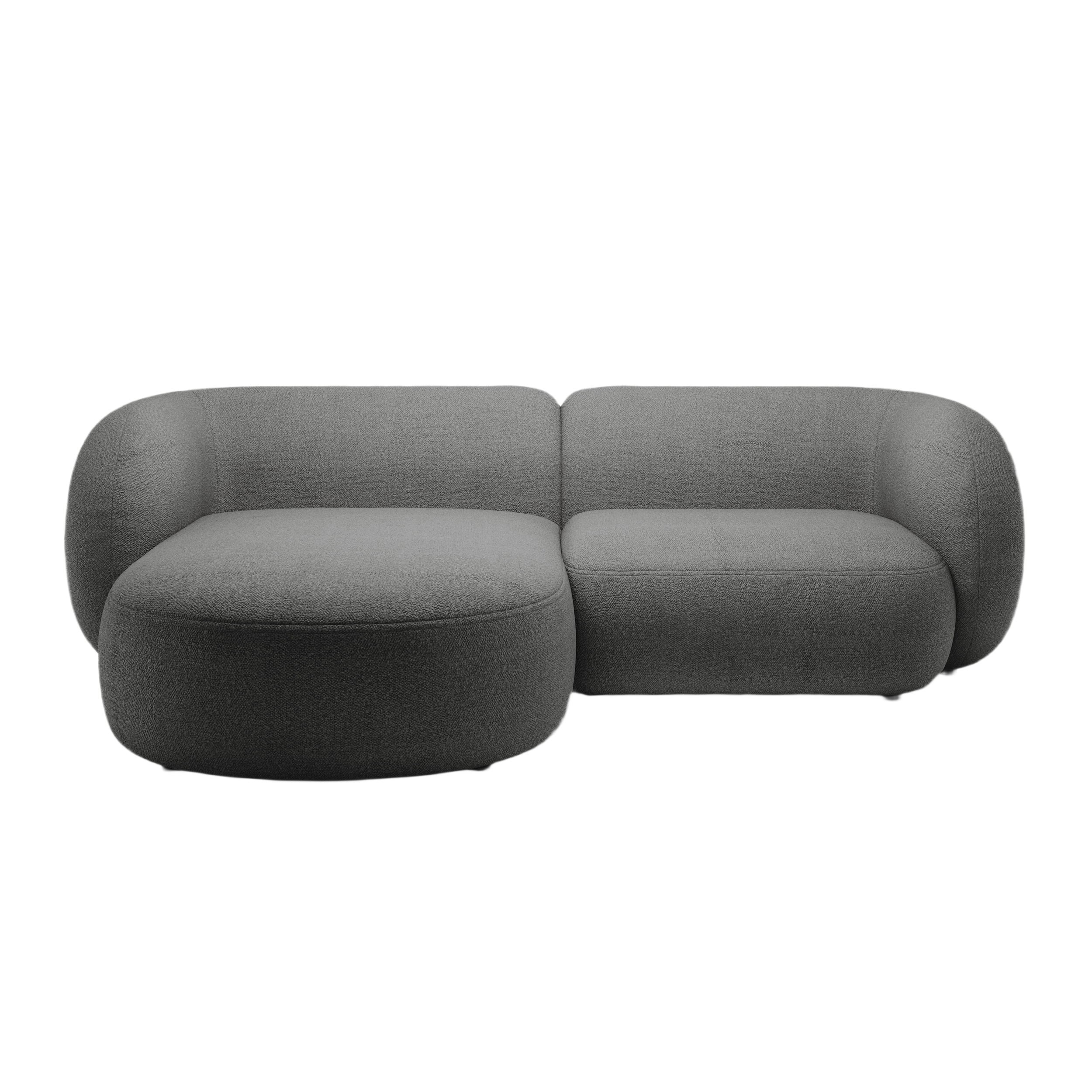 Left-sided 2-seater corner sofa KATE dark gray boucle
