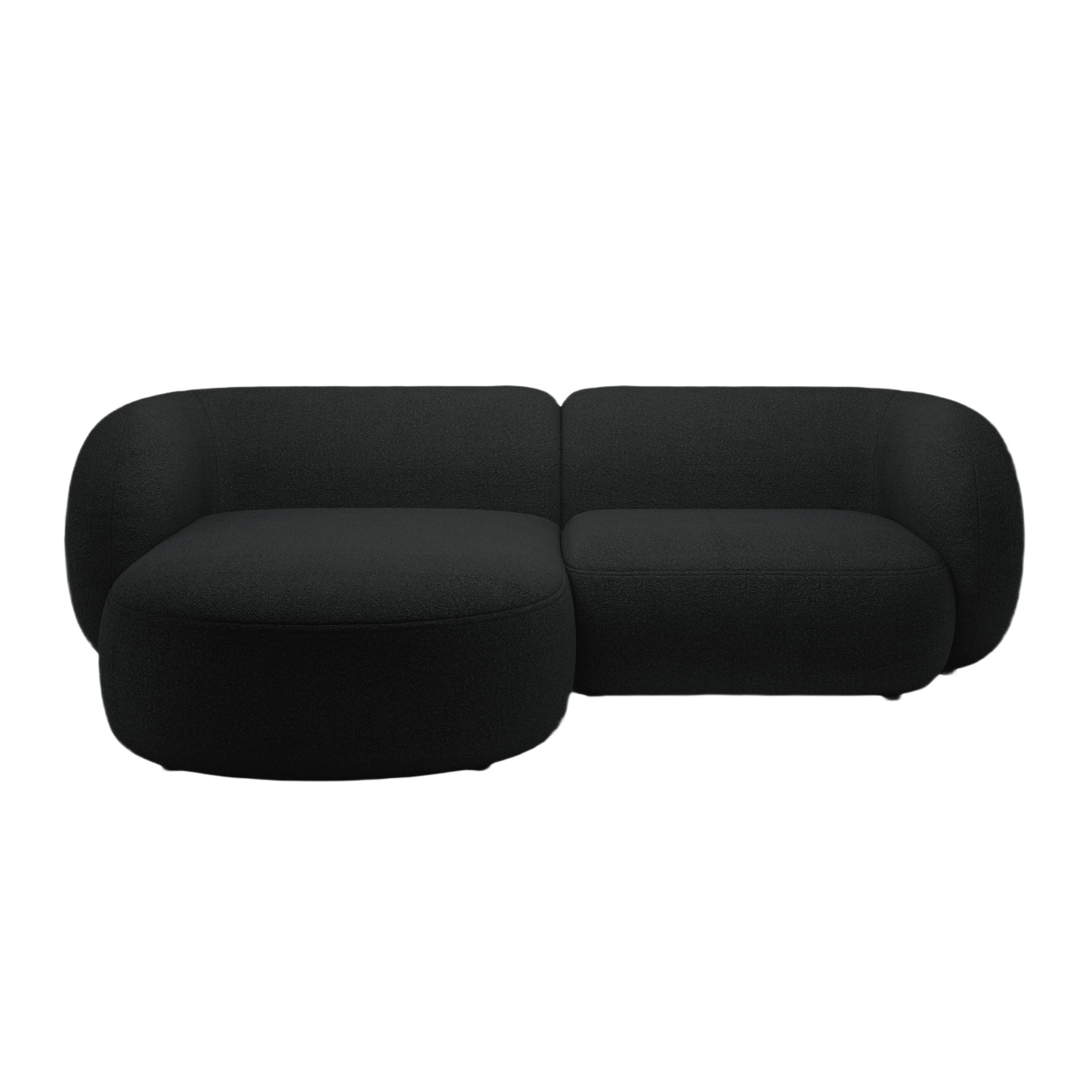 Left-sided 2-seater corner sofa KATE black boucle