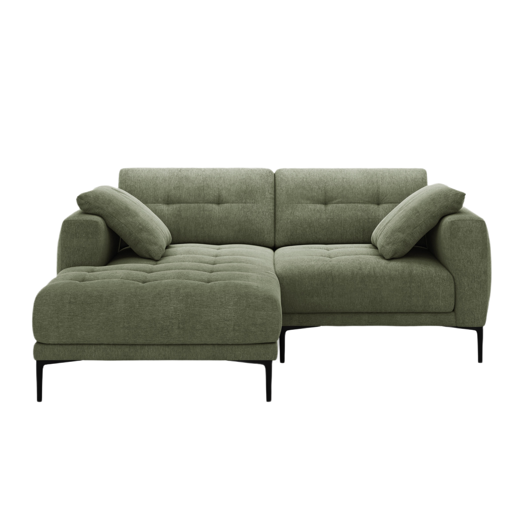 Left-facing corner sofa BEMY olive chenille