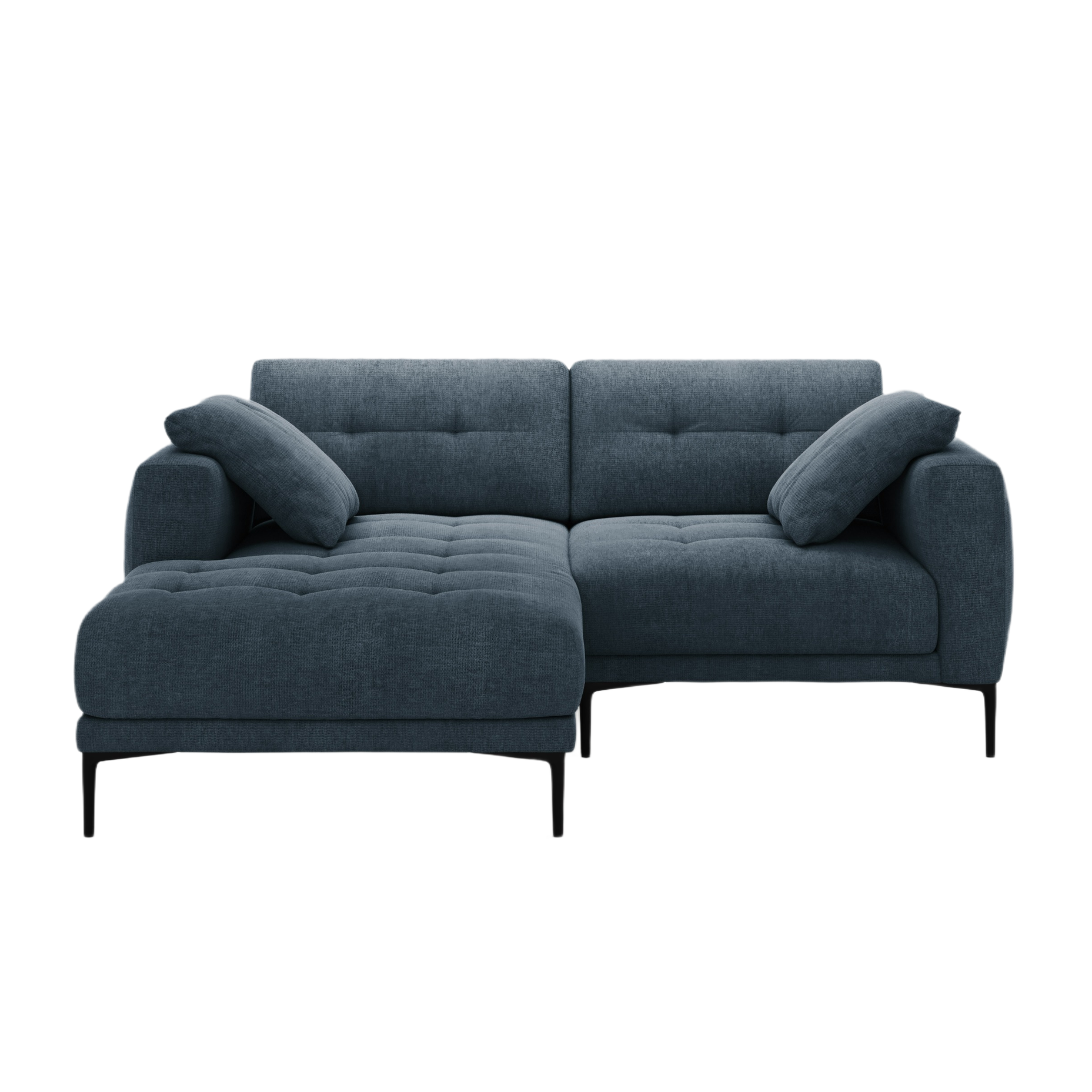 Left-facing corner sofa BEMY dark blue chenille