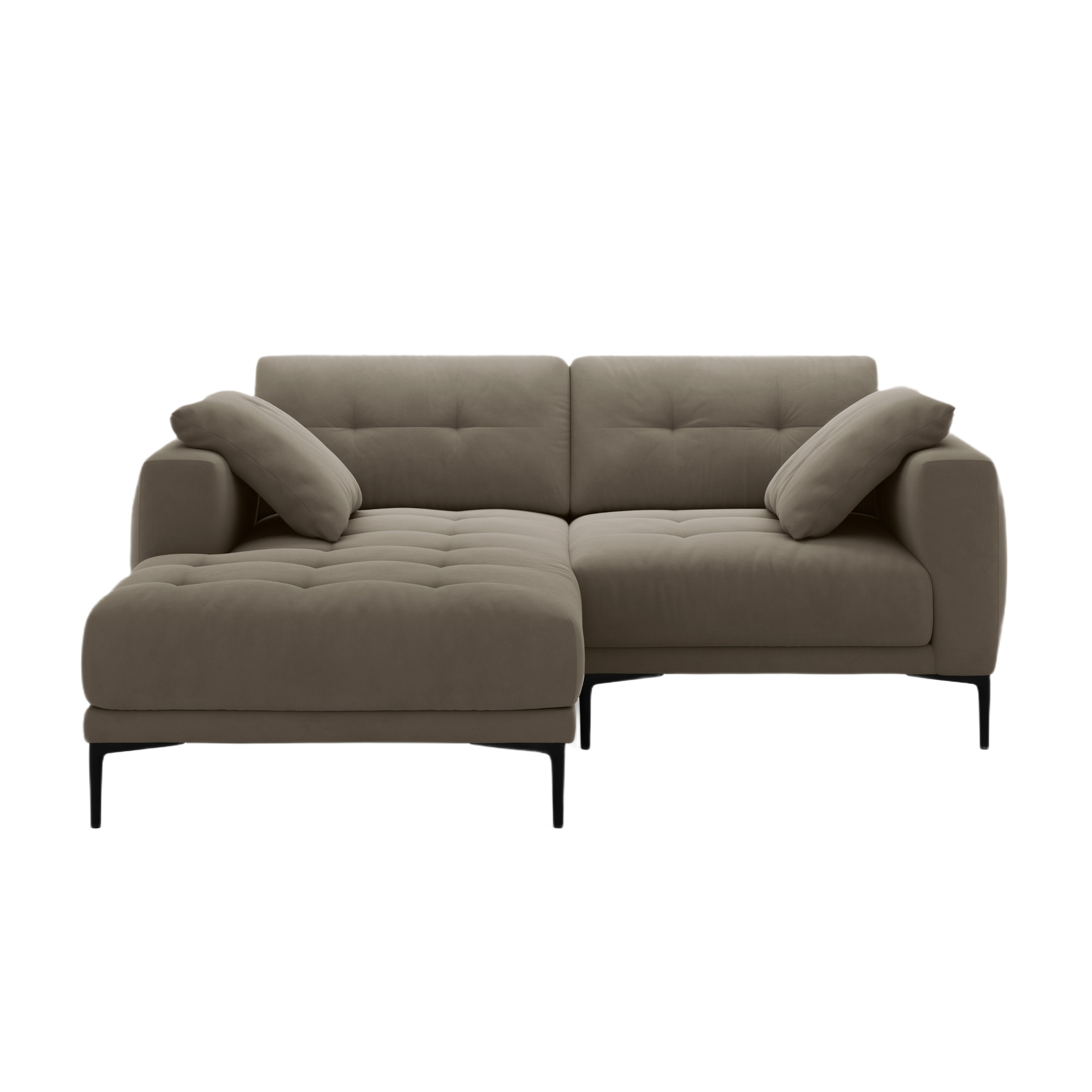 Left-facing velvet corner sofa BEMY in gray-brown