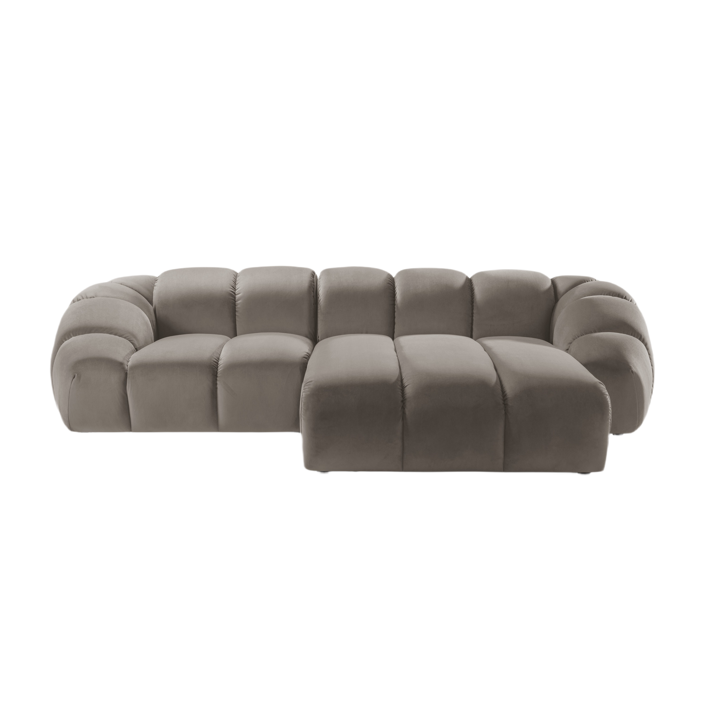 Velvet Right Corner Sofa, "Diana", 3 Sitze, Graubraun, 294x182x72
In Europa gemacht