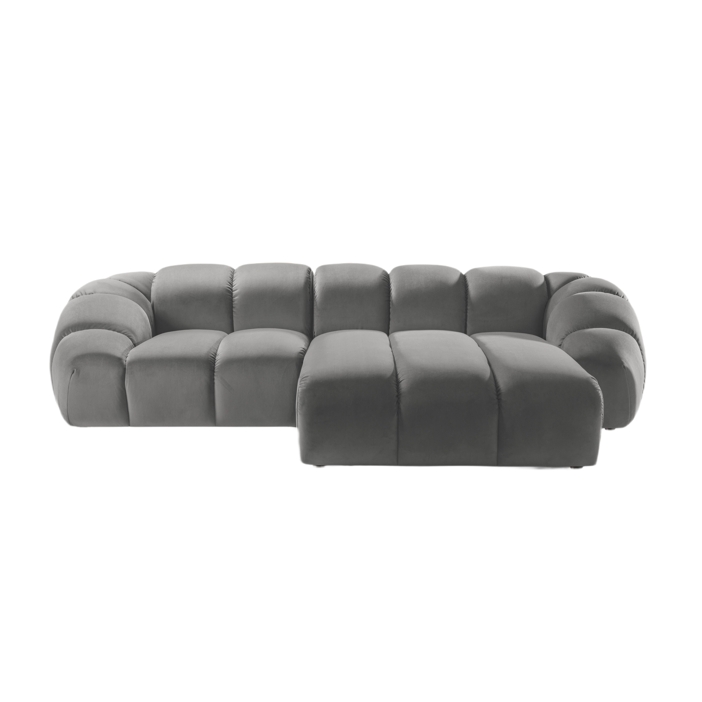 Samtrechter Ecke Sofa, "Diana", 3 Sitze, Grau, 294x182x72
In Europa gemacht