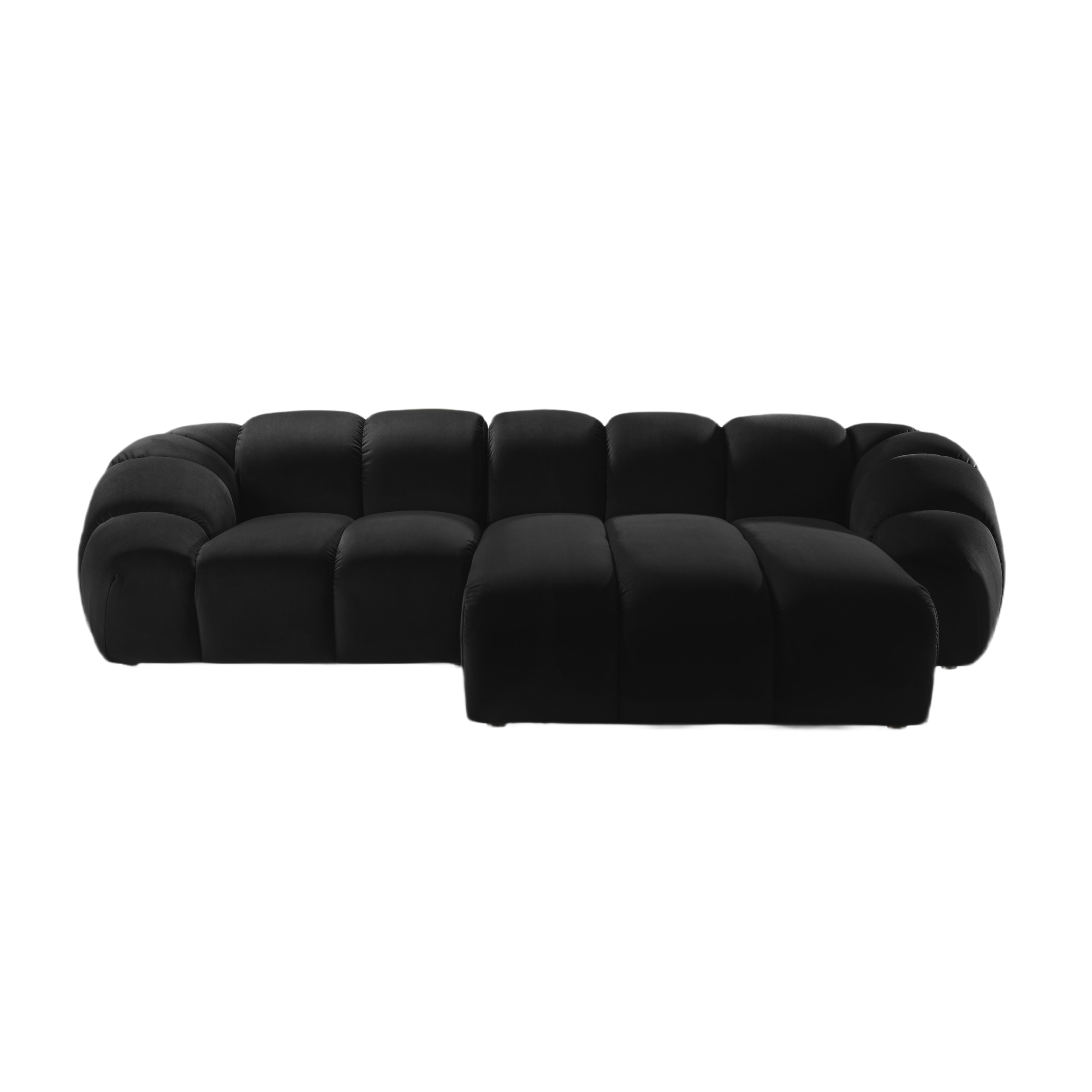 Velvet Right Corner Sofa, "Diana", 3 Seats, Black, 294x182x72
Made in Europe