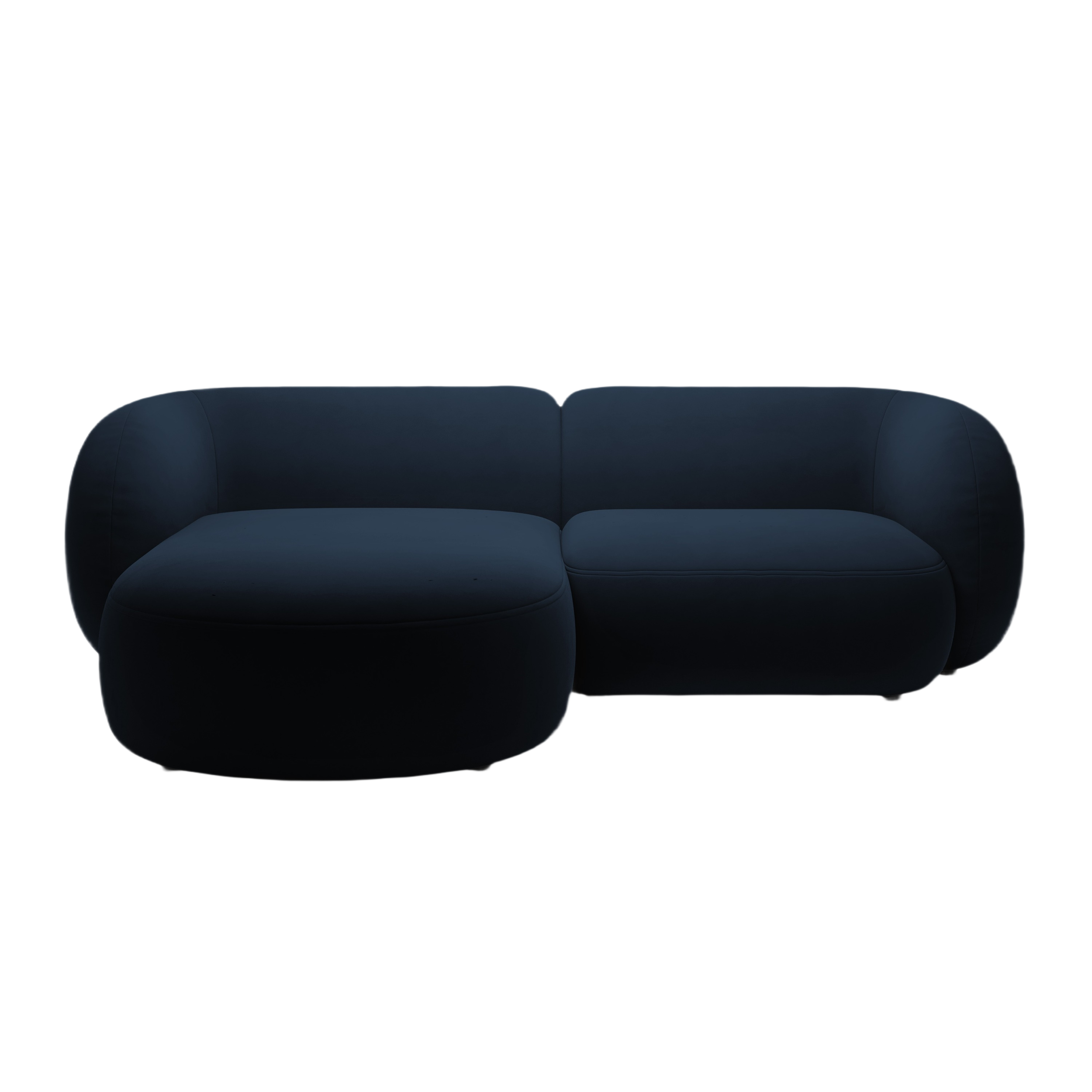 Left-facing velvet corner sofa for 2 people KATE royal blue