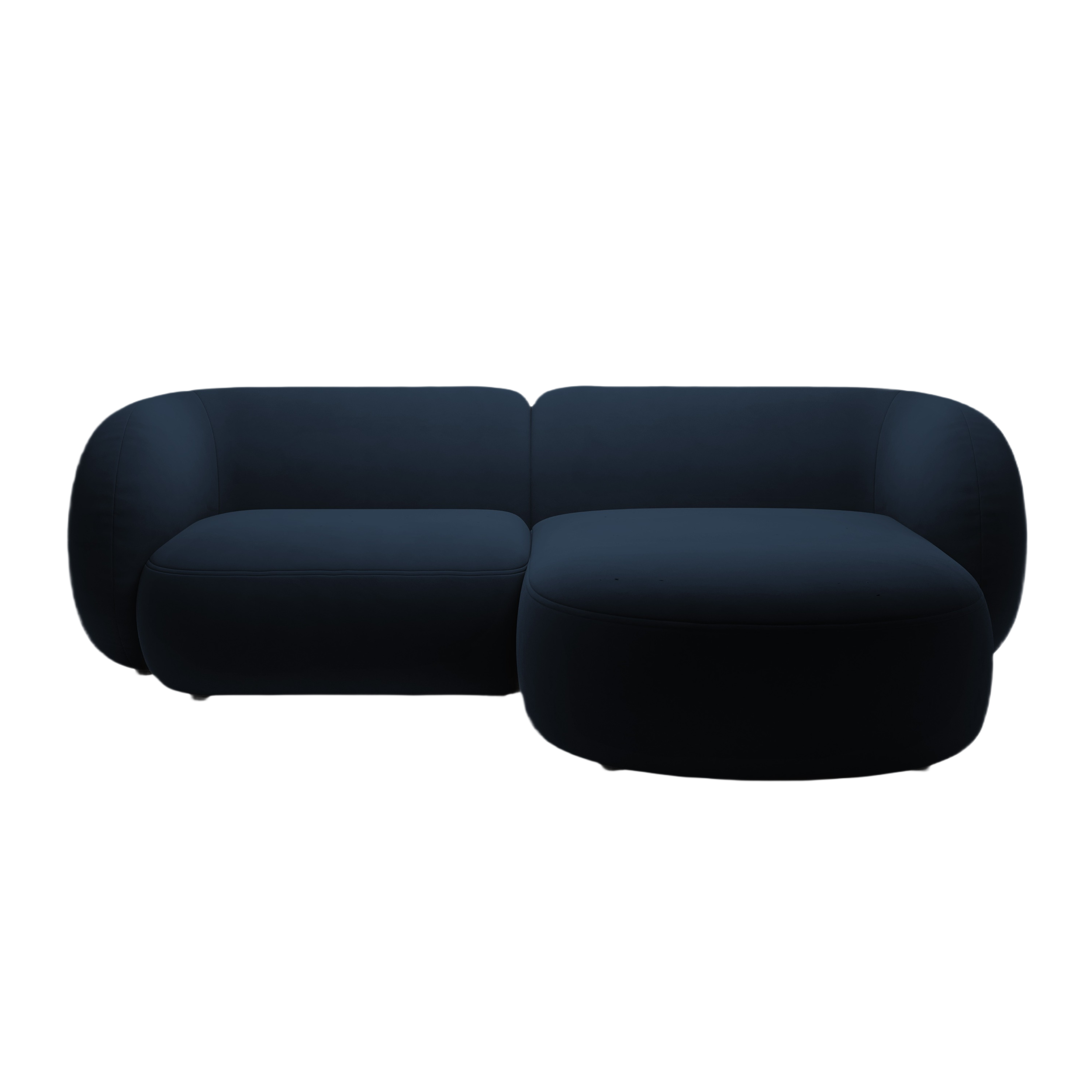 Right-facing velvet corner sofa for 2 people KATE royal blue