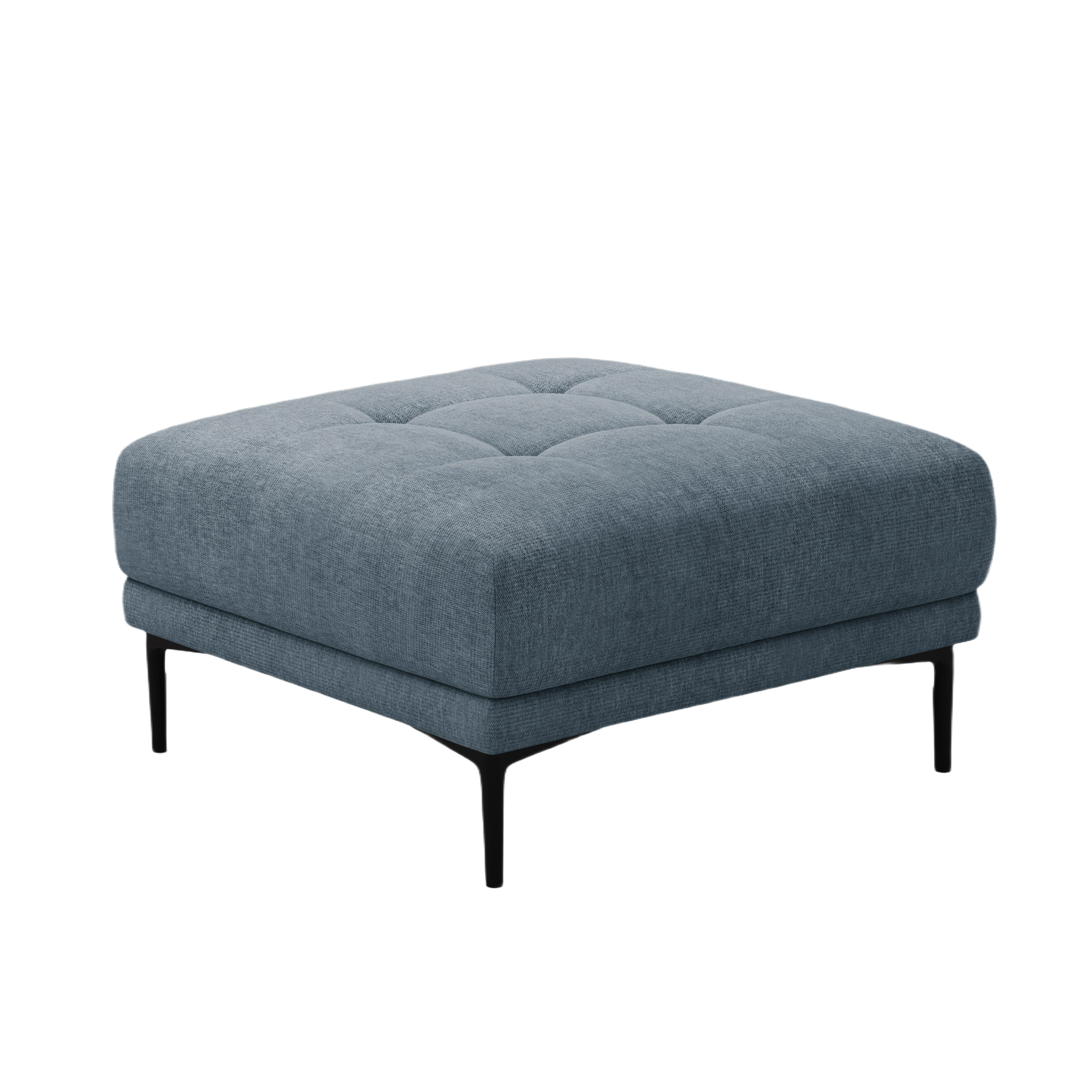 BEMY Dark Blue Chenille Square Pouf