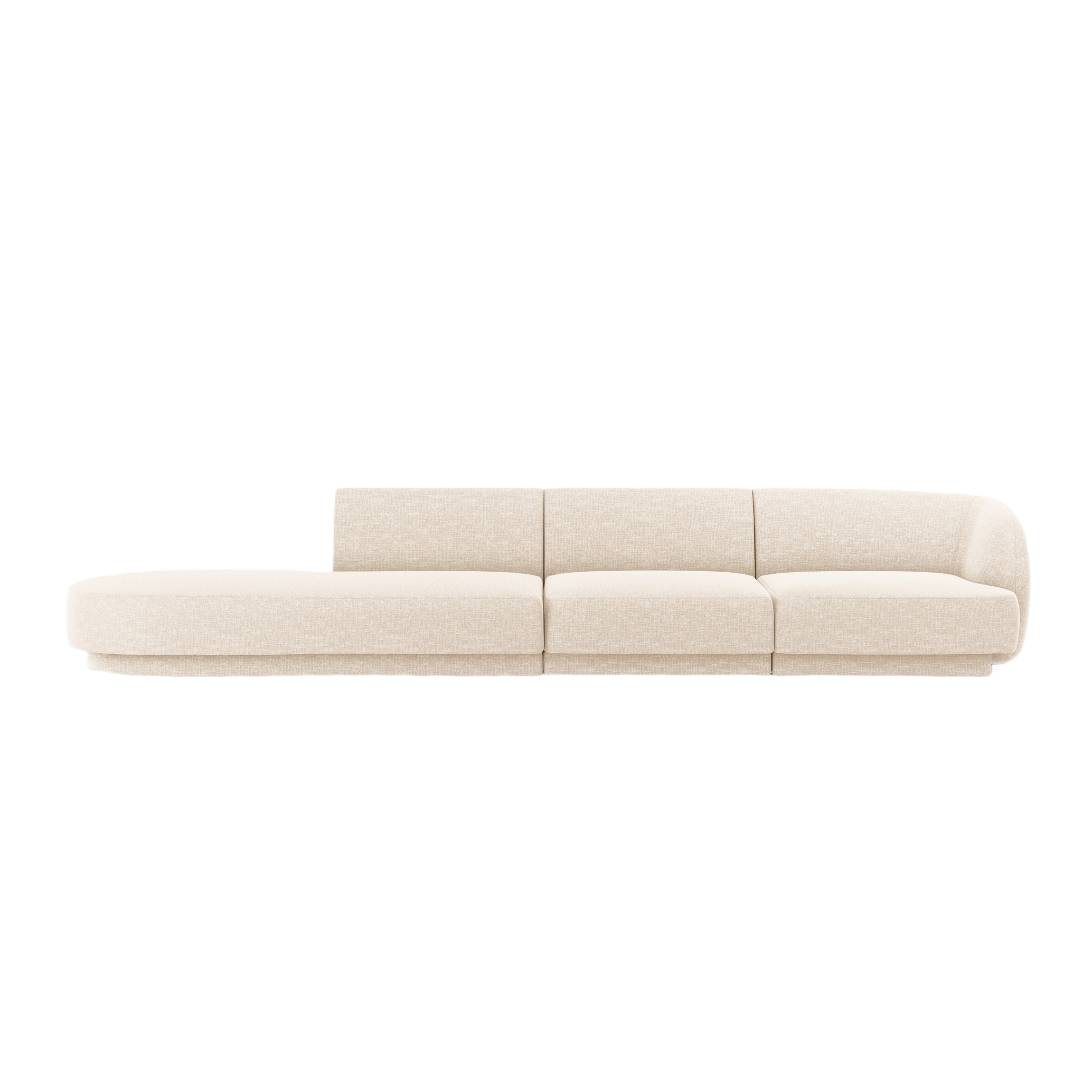Sofa linksseitig 4-sitzig offen MILEY hellbeige schimmernder Chenille