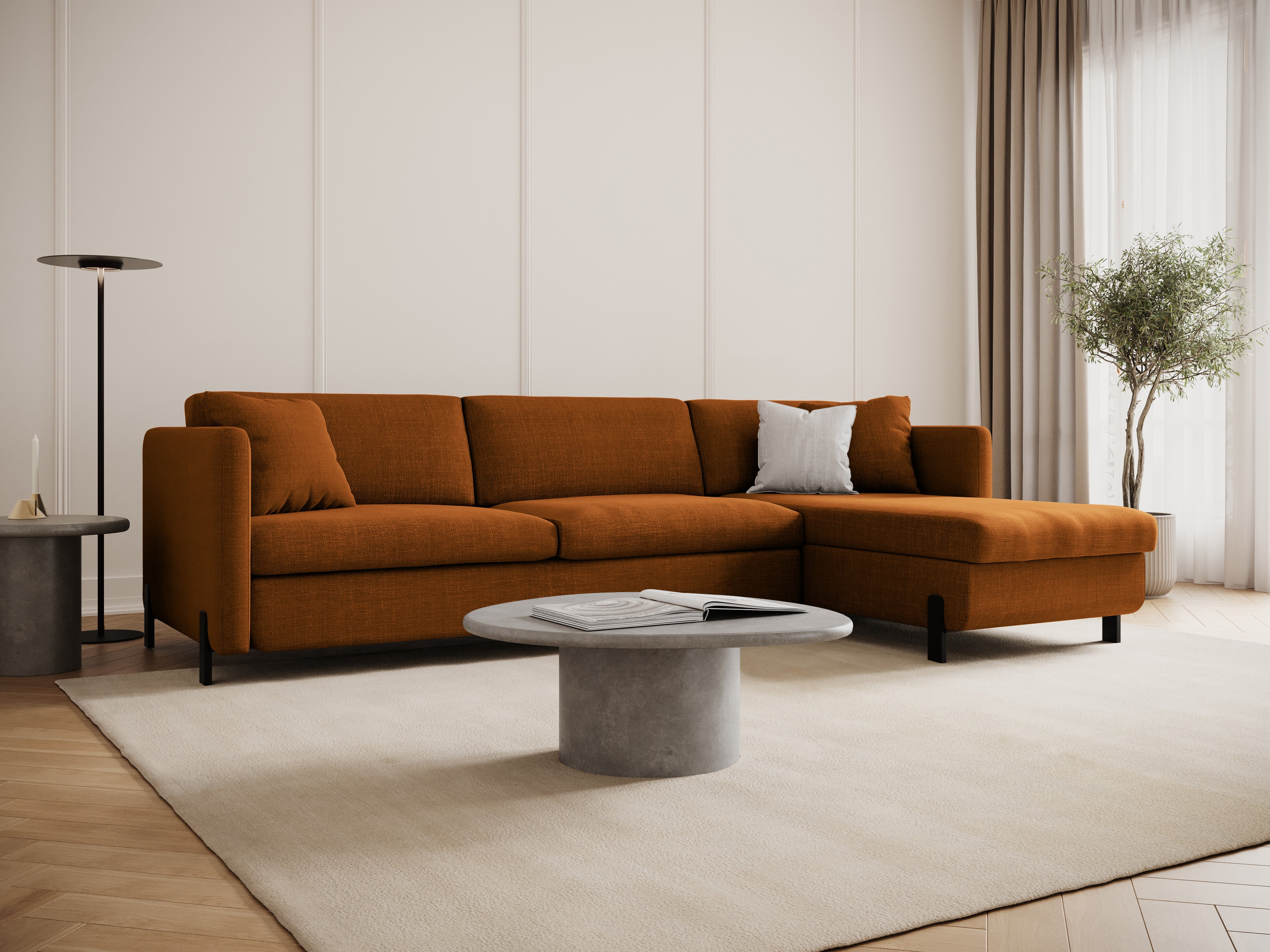 Right Corner Sofa with Bed Function and Box, "Gloria", 5 Seats, Brick, 280x170x80
Made in Europe