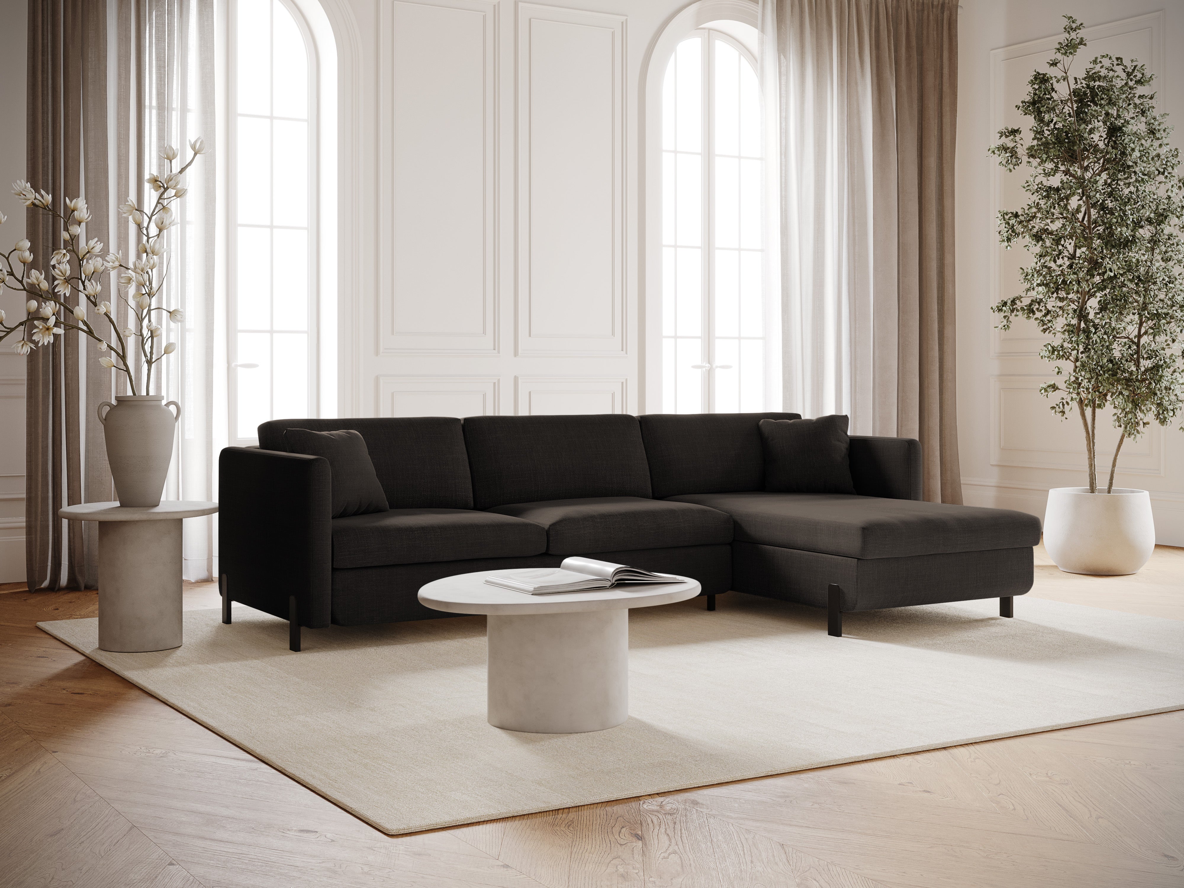 Right Corner Sofa with Bed Function and Box, "Gloria", 5 Seats, Dark Gray, 280x170x80
Made in Europe