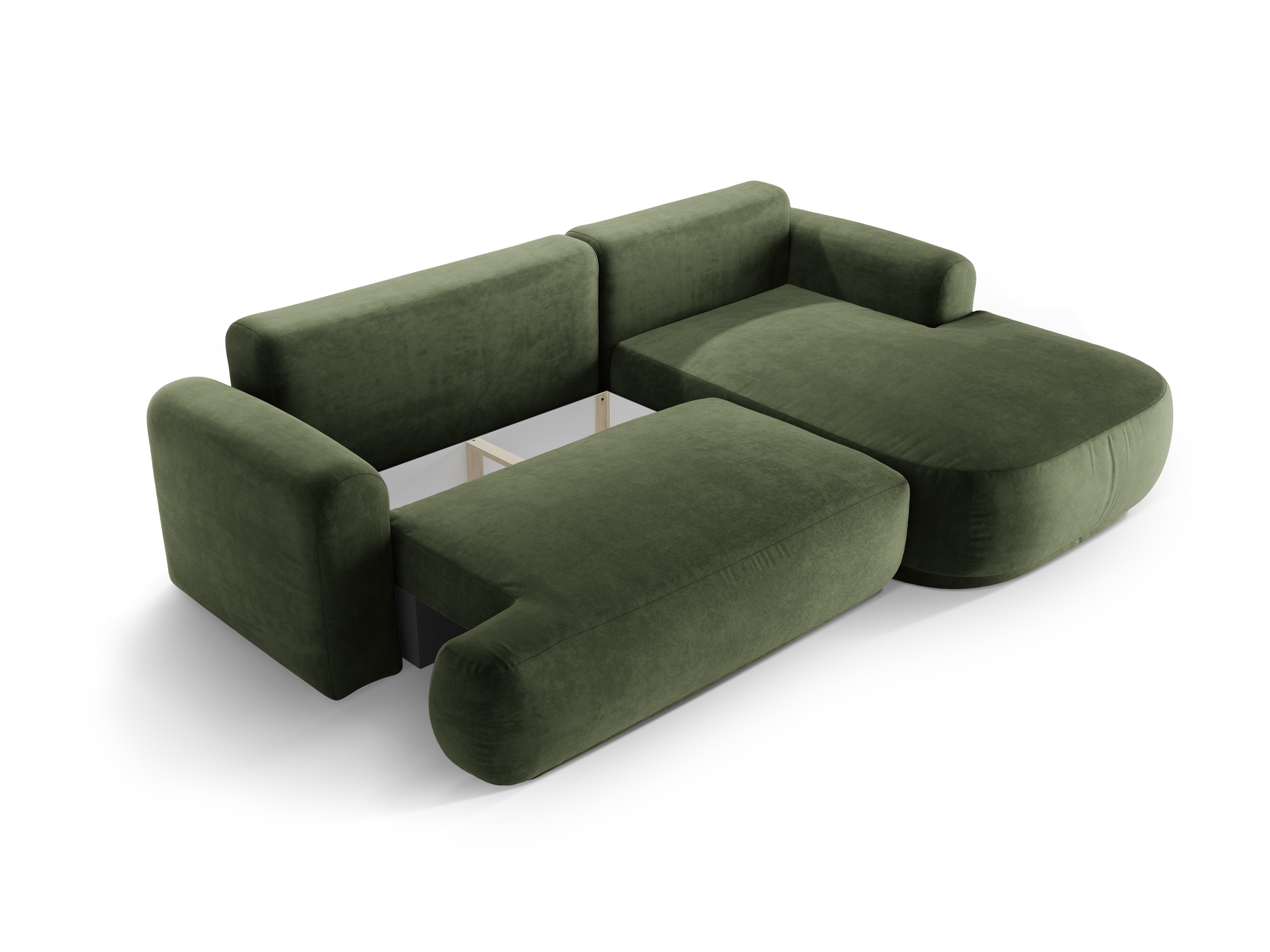 Right -sided velvet corner with Ella Zielony sleeping function