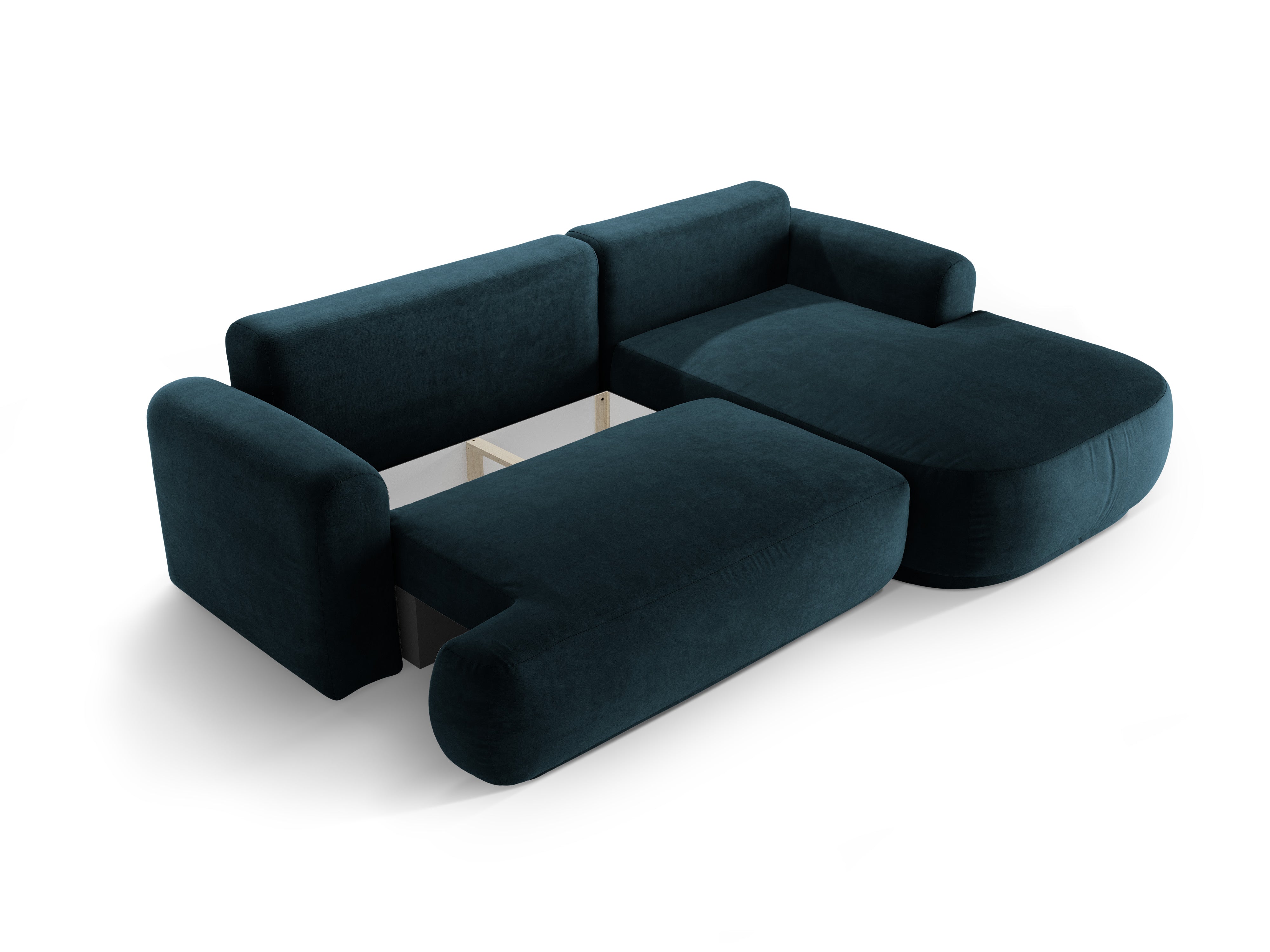 Velvet right -sided corner with sleeping function Ella Petrol navy blue