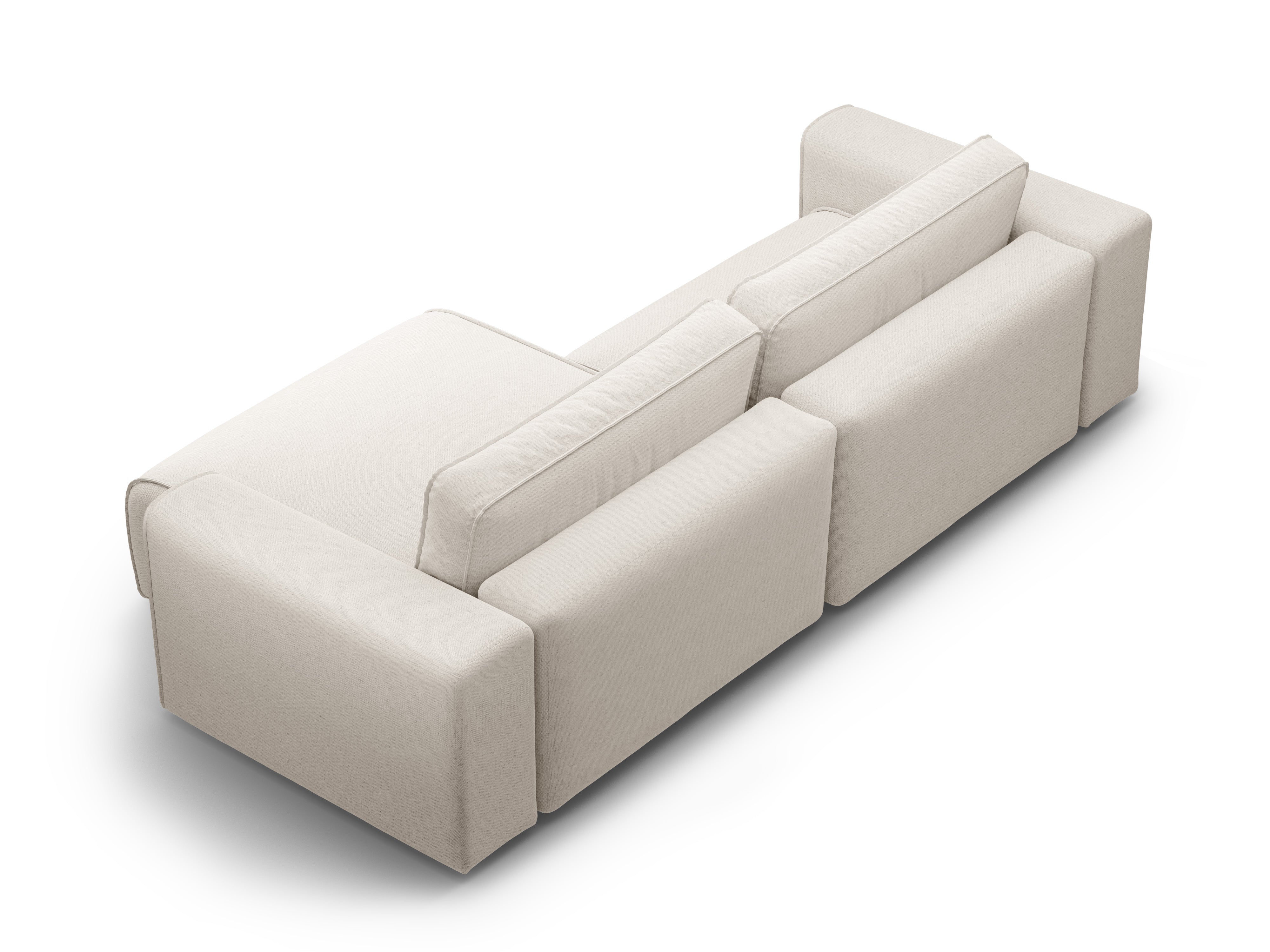 Right-sided 3-seater sofa bed VICTOR light beige chenille