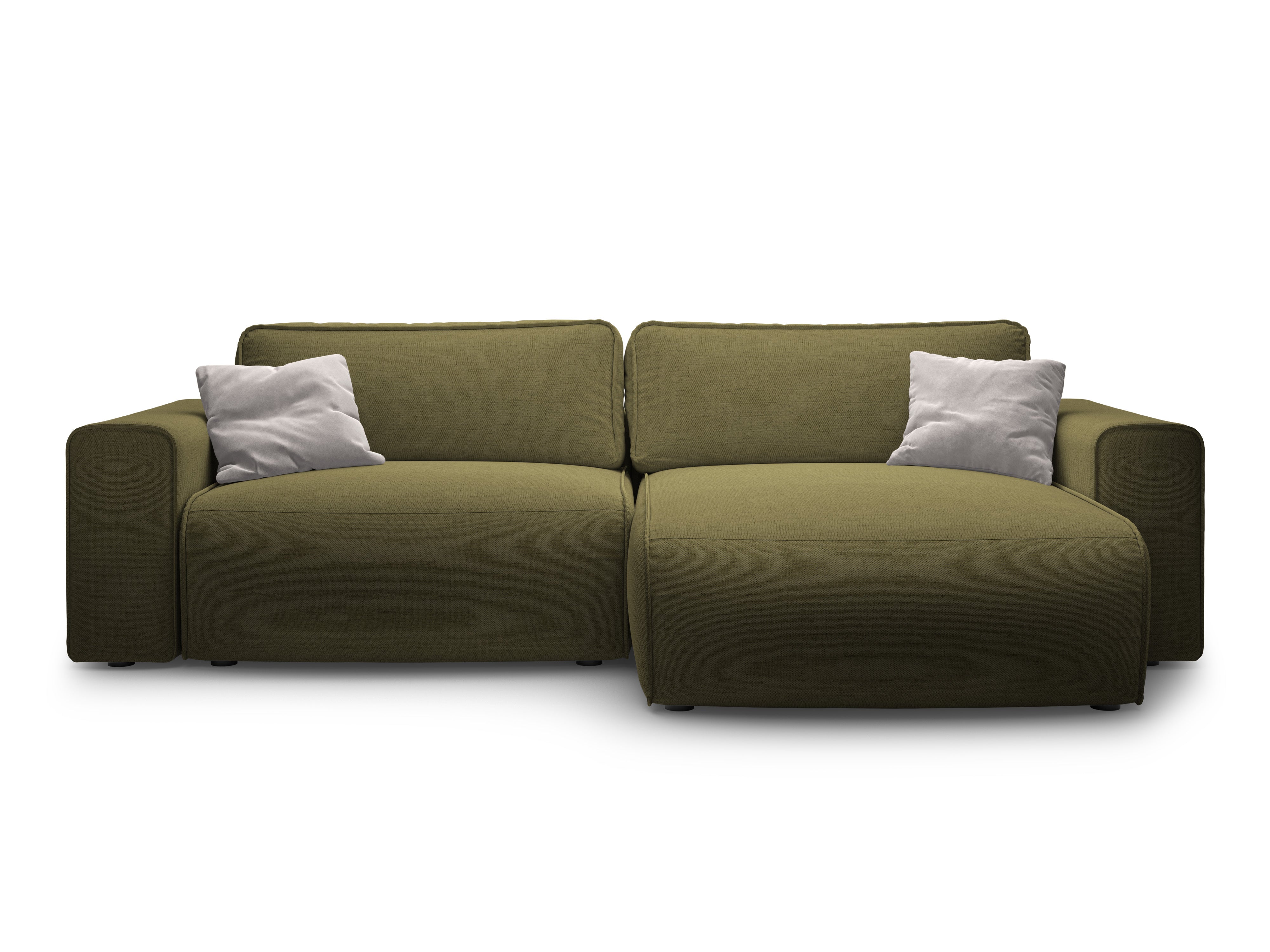 Right-facing 3-seater sofa bed VICTOR green chenille
