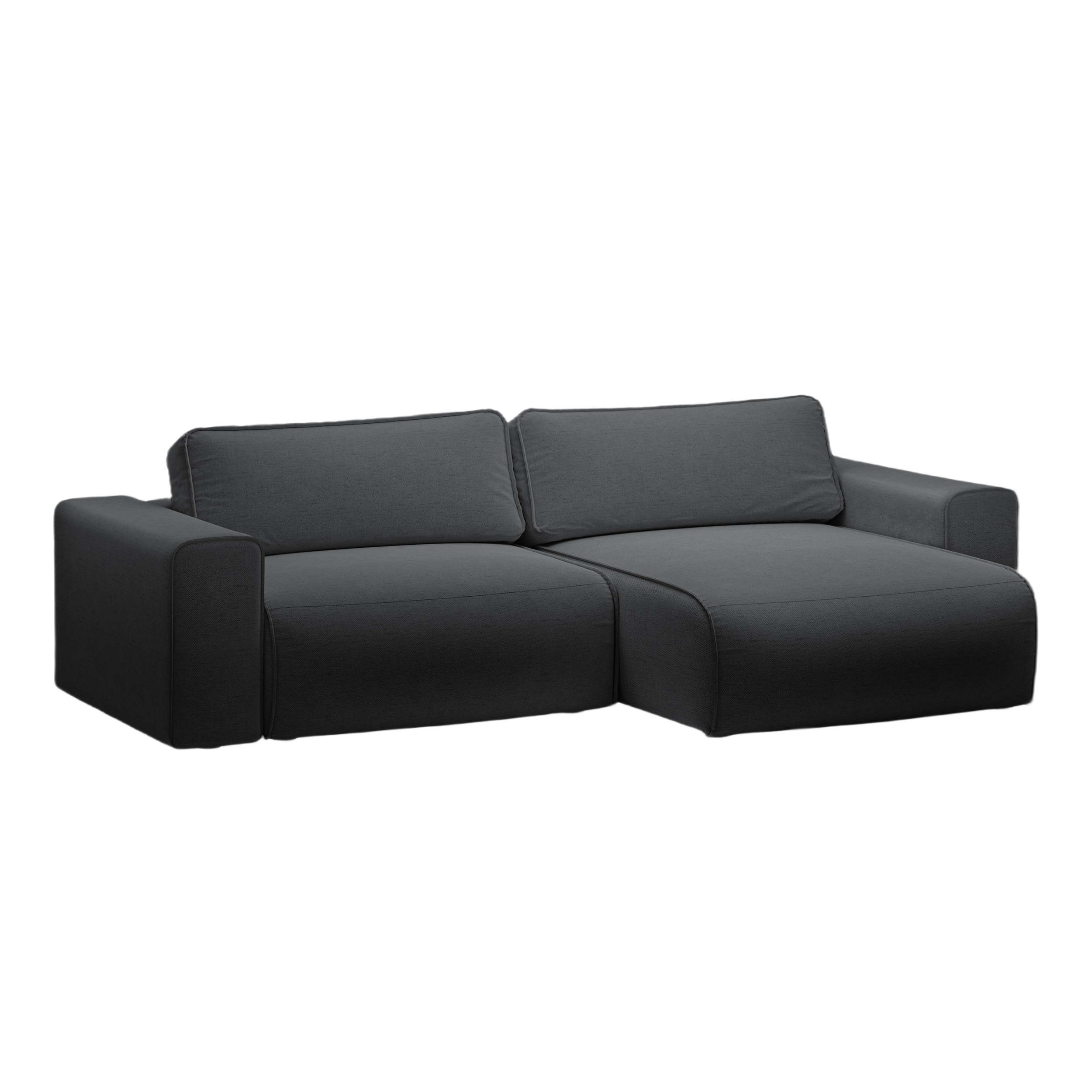 Right-sided 3-seater sofa bed VICTOR in anthracite chenille