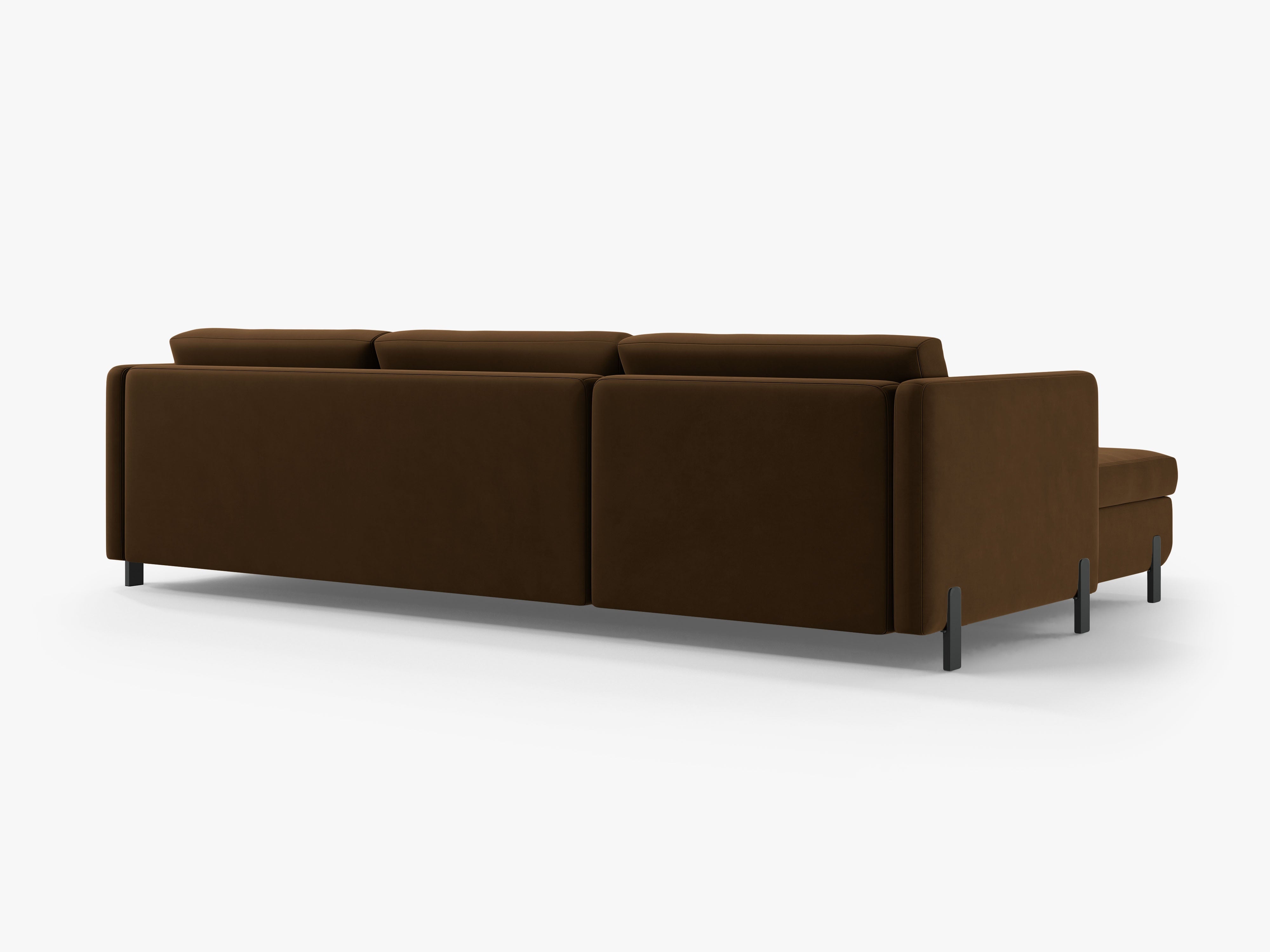 Velvet Right Corner Sofa with Bed Function, "Gloria", 5 Seats, Chocolate, 280x170x80
Made in Europe