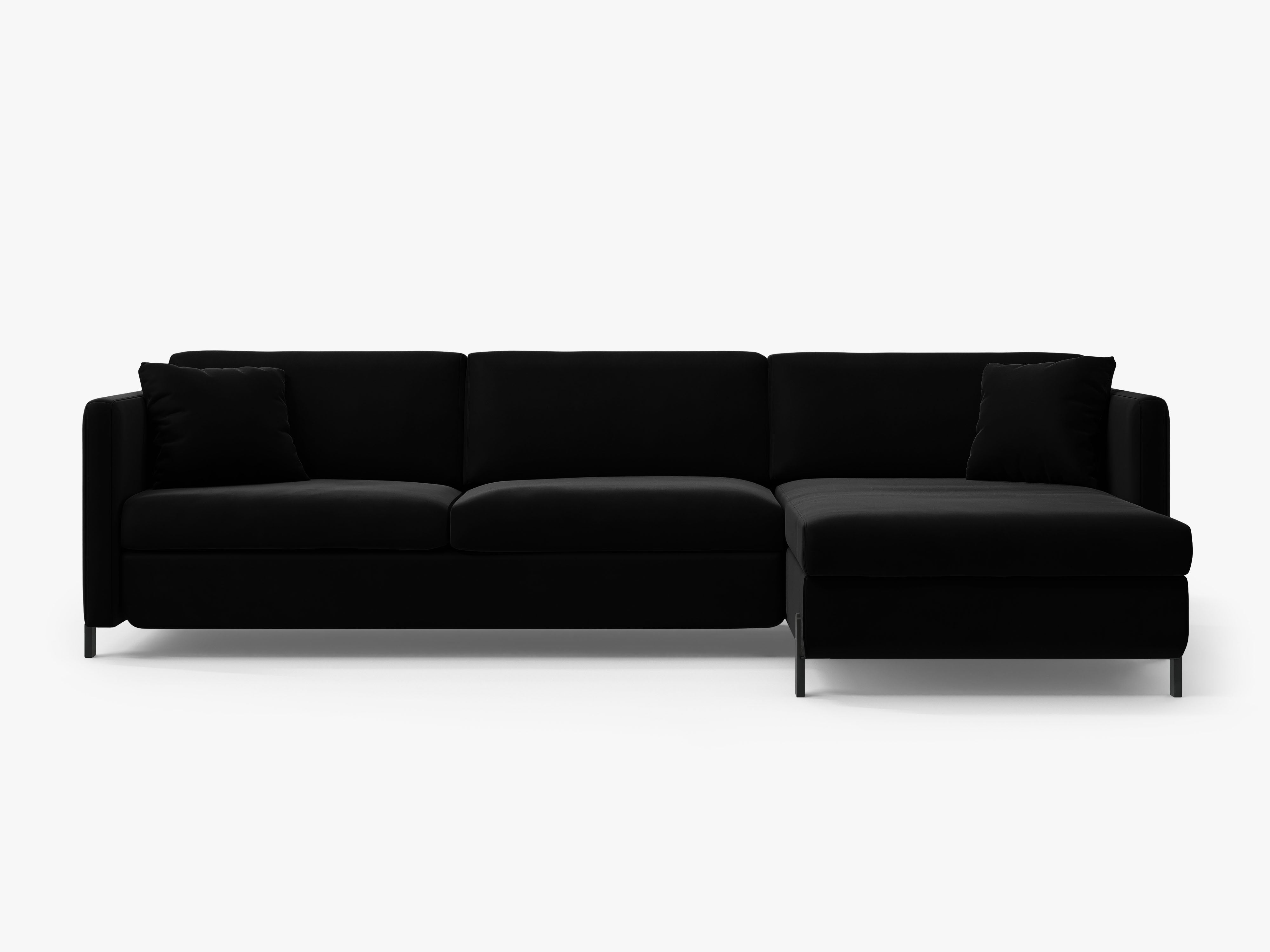 Velvet Right Corner Sofa with Bed Function, "Gloria", 5 Seats, Black, 280x170x80
Made in Europe