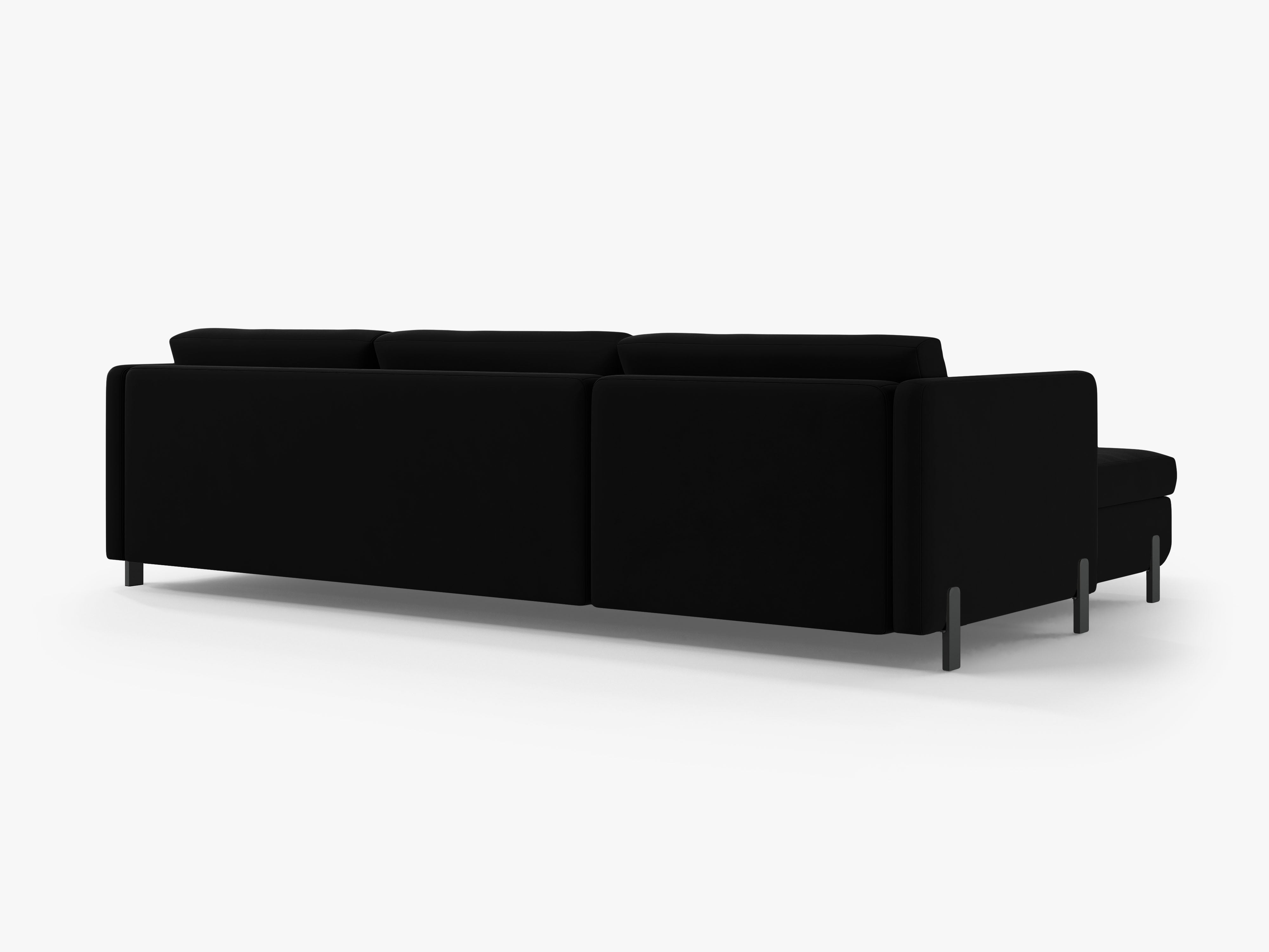Velvet Right Corner Sofa with Bed Function, "Gloria", 5 Seats, Black, 280x170x80
Made in Europe