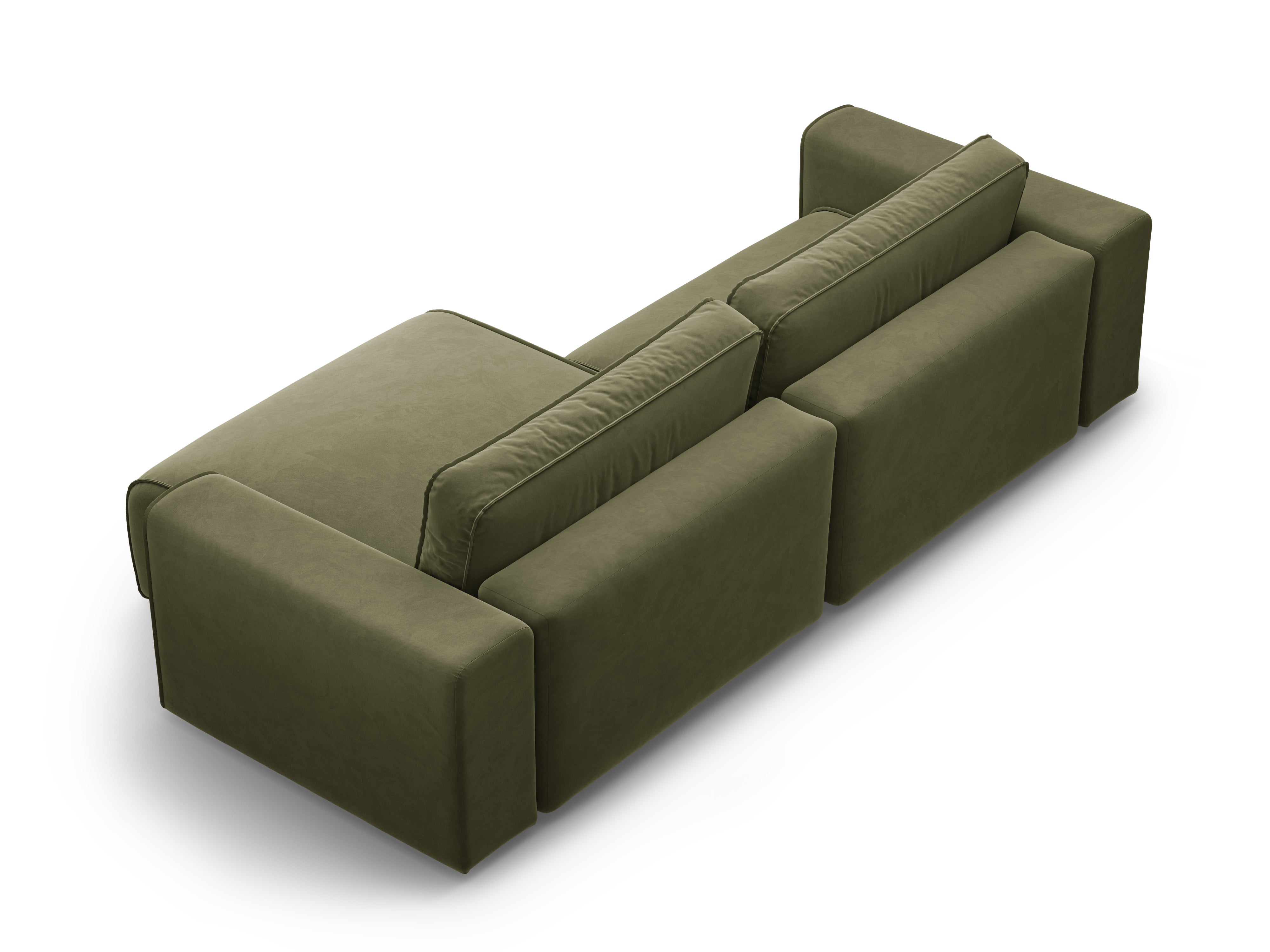 Right-facing velvet corner sofa for 3 people with sleeping function VICTOR green