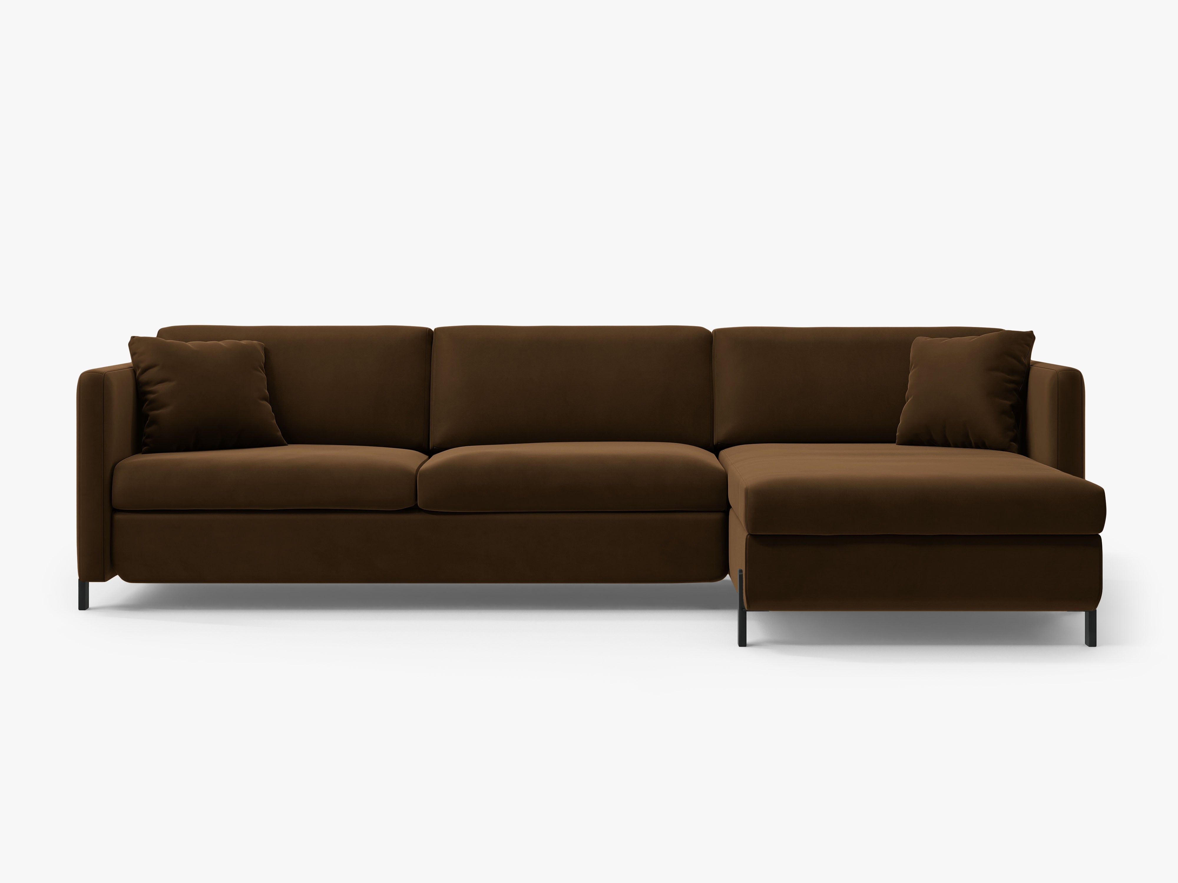 Velvet Right Corner Sofa with Bed Function, "Gloria", 4 Seats, Chocolate, 260x170x80
Made in Europe