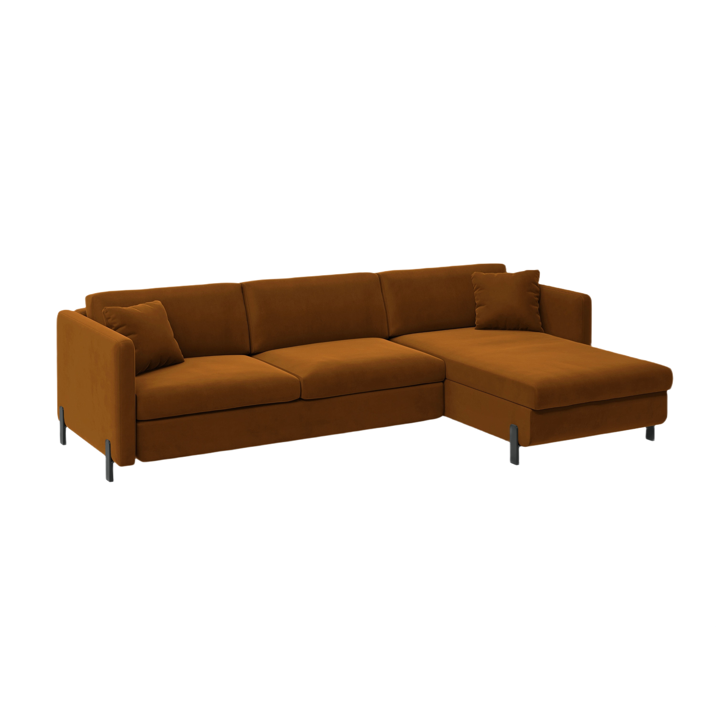Velvet Right Corner Sofa with Bed Function, "Gloria", 4 Seats, Brown, 260x170x80
Made in Europe