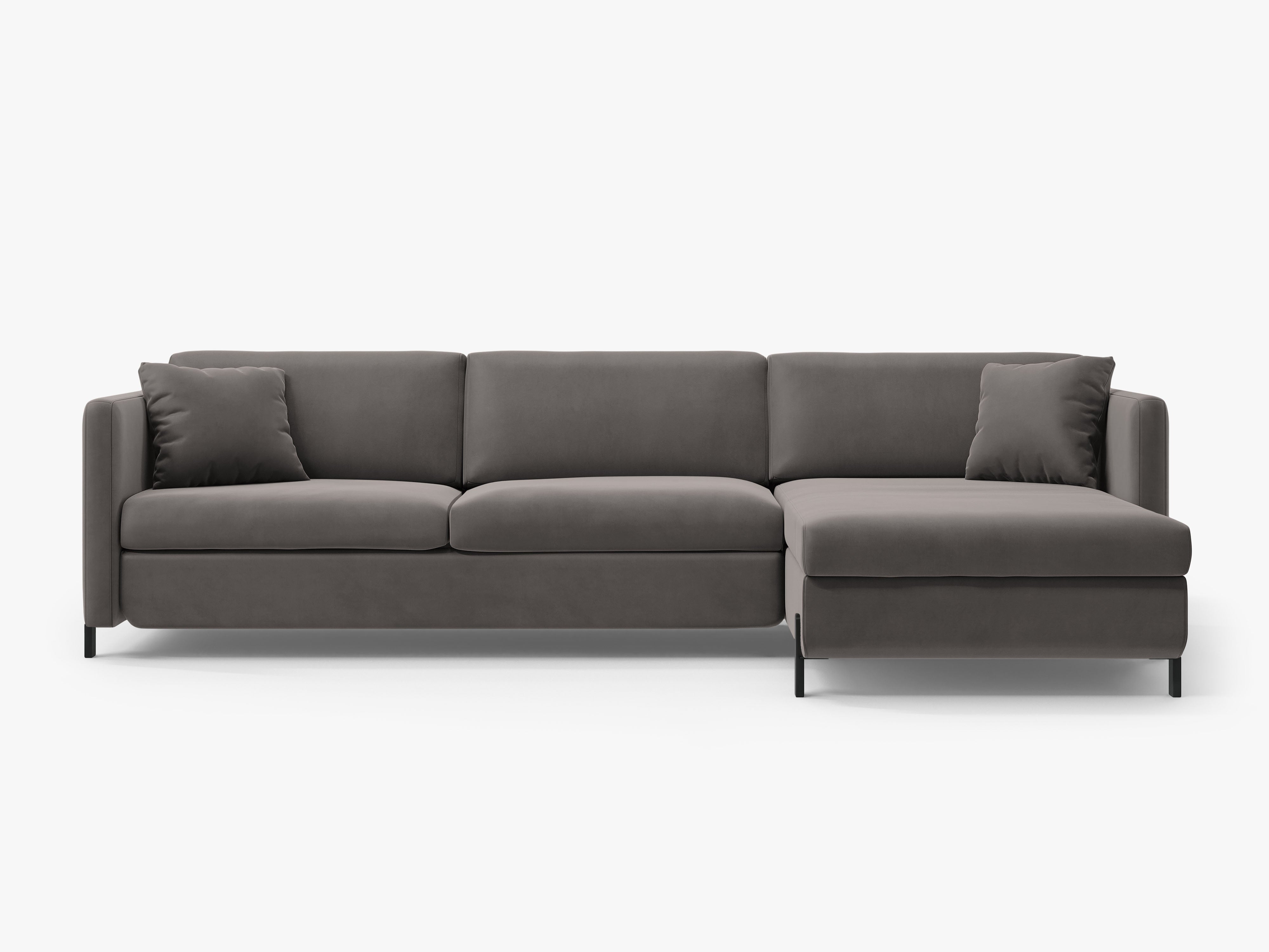 Velvet Right Corner Sofa with Bed Function, "Gloria", 4 Seats, Gray, 260x170x80
Made in Europe
