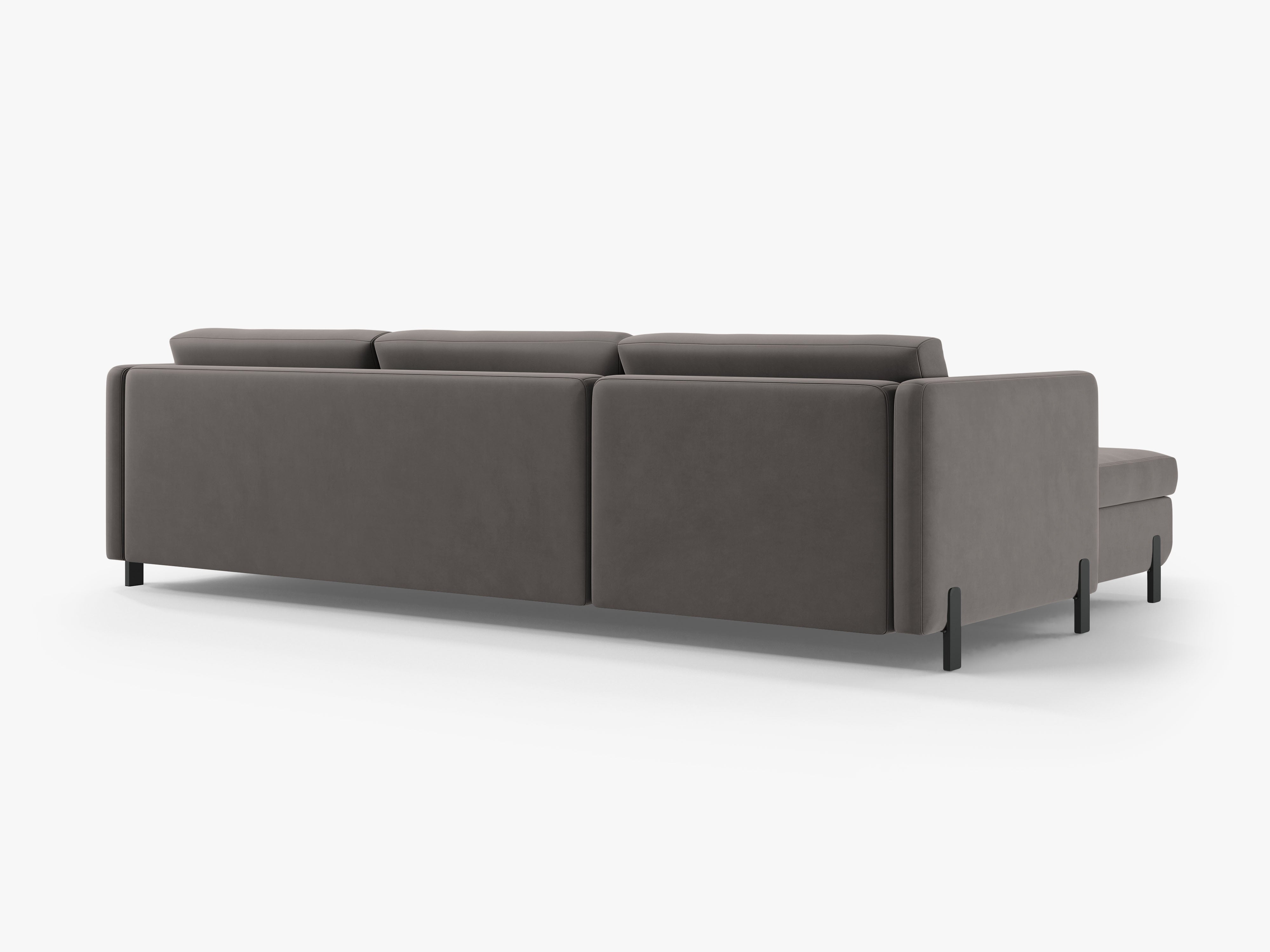 Velvet Right Corner Sofa with Bed Function, "Gloria", 4 Seats, Gray, 260x170x80
Made in Europe