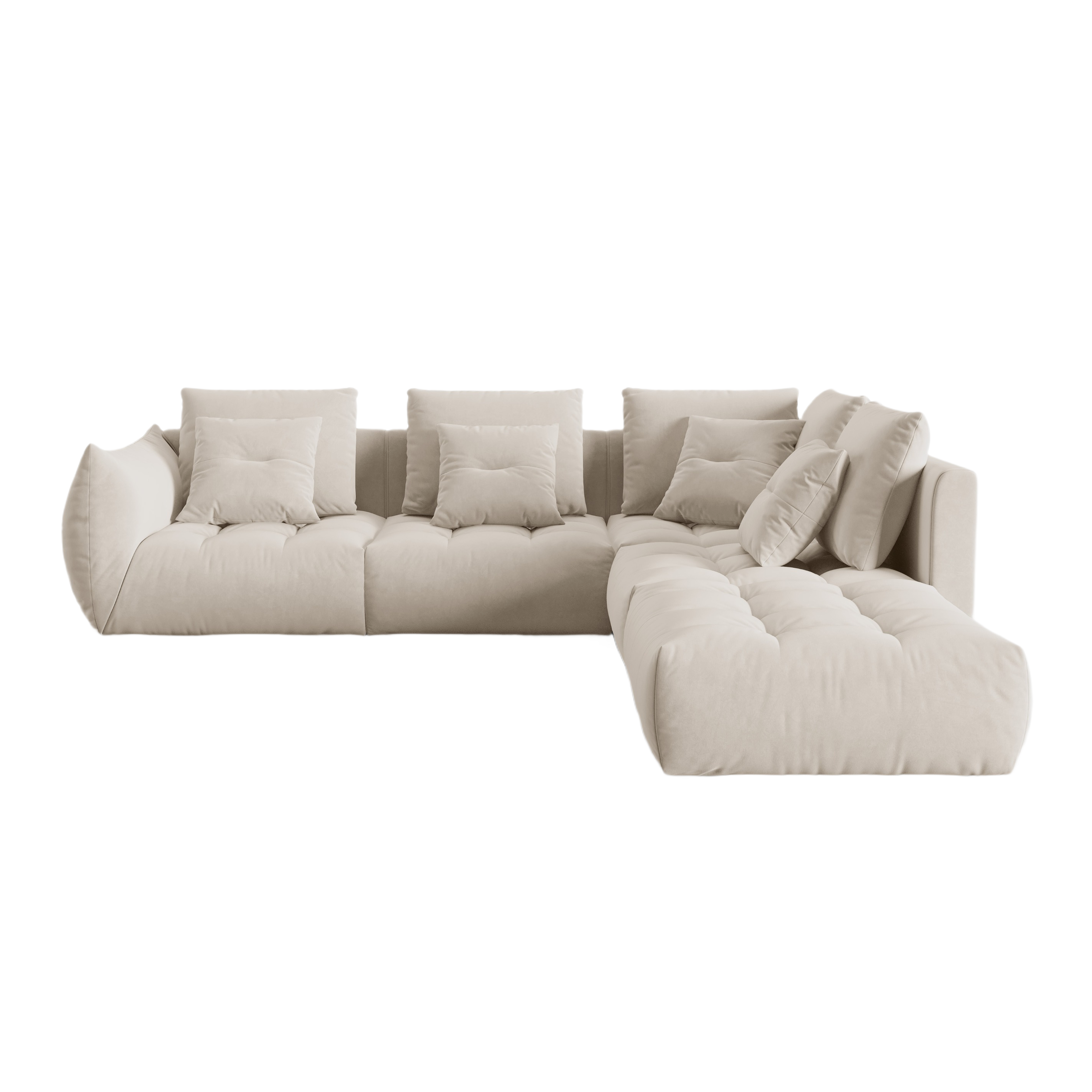 Velvet Modular Right Corner Sofa, "Bloom", 4 Seats, Ecru, 316x310x95
Made in Europe