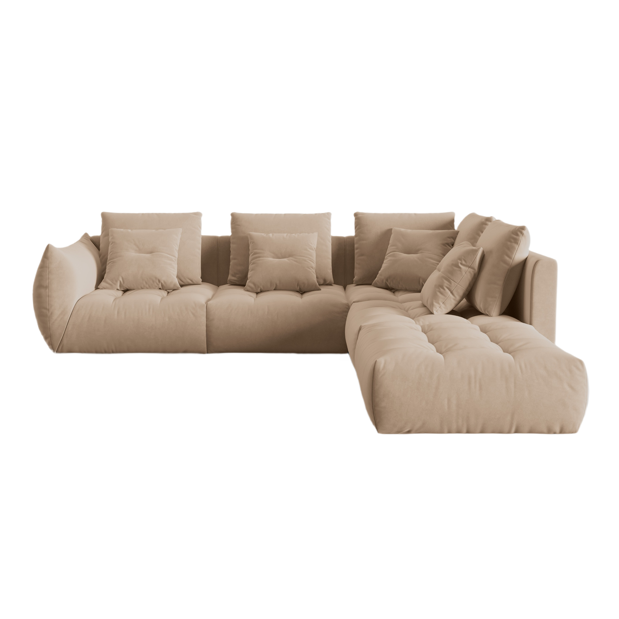 Velvet Modular Right Corner Sofa, "Bloom", 4 Seats, Sand, 316x310x95
Made in Europe