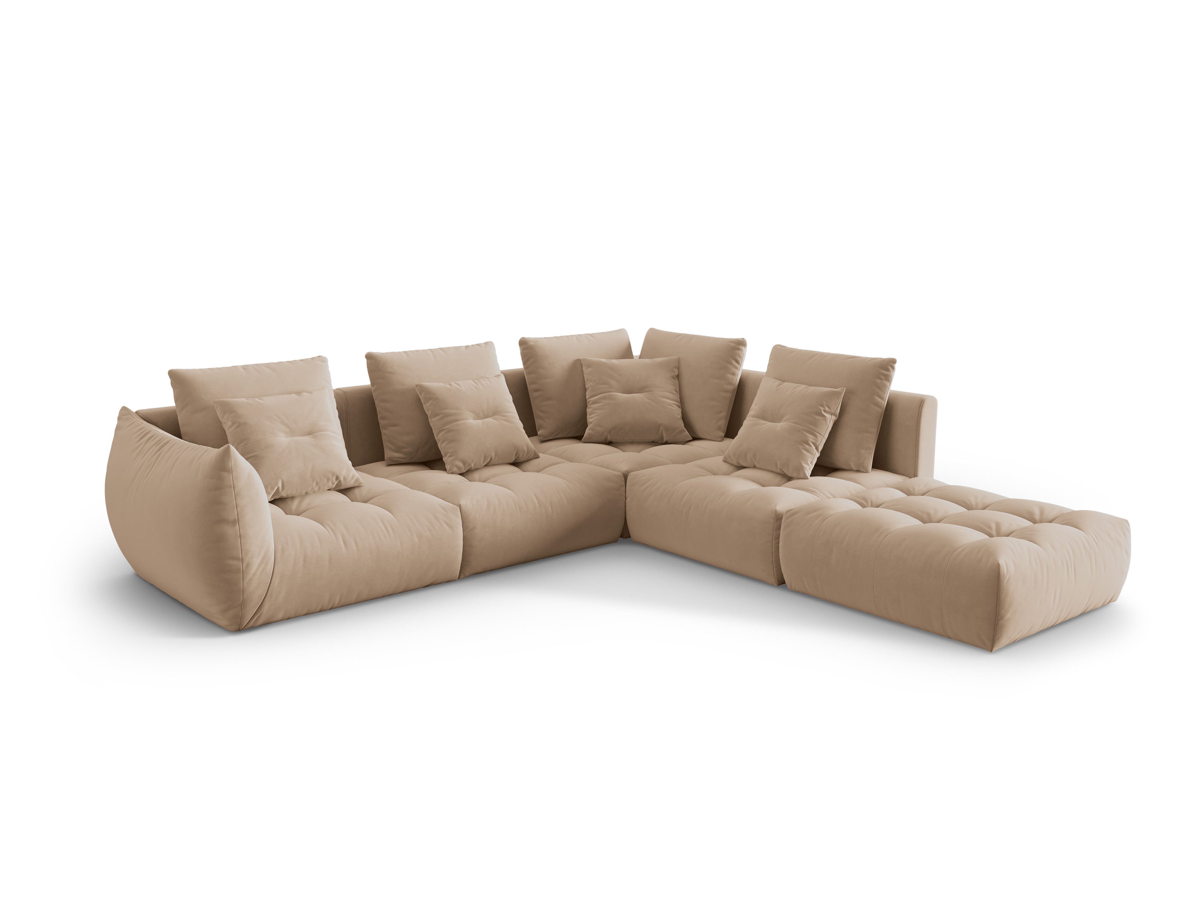 Velvet Modular Right Corner Sofa, "Bloom", 4 Seats, Sand, 316x310x95
Made in Europe