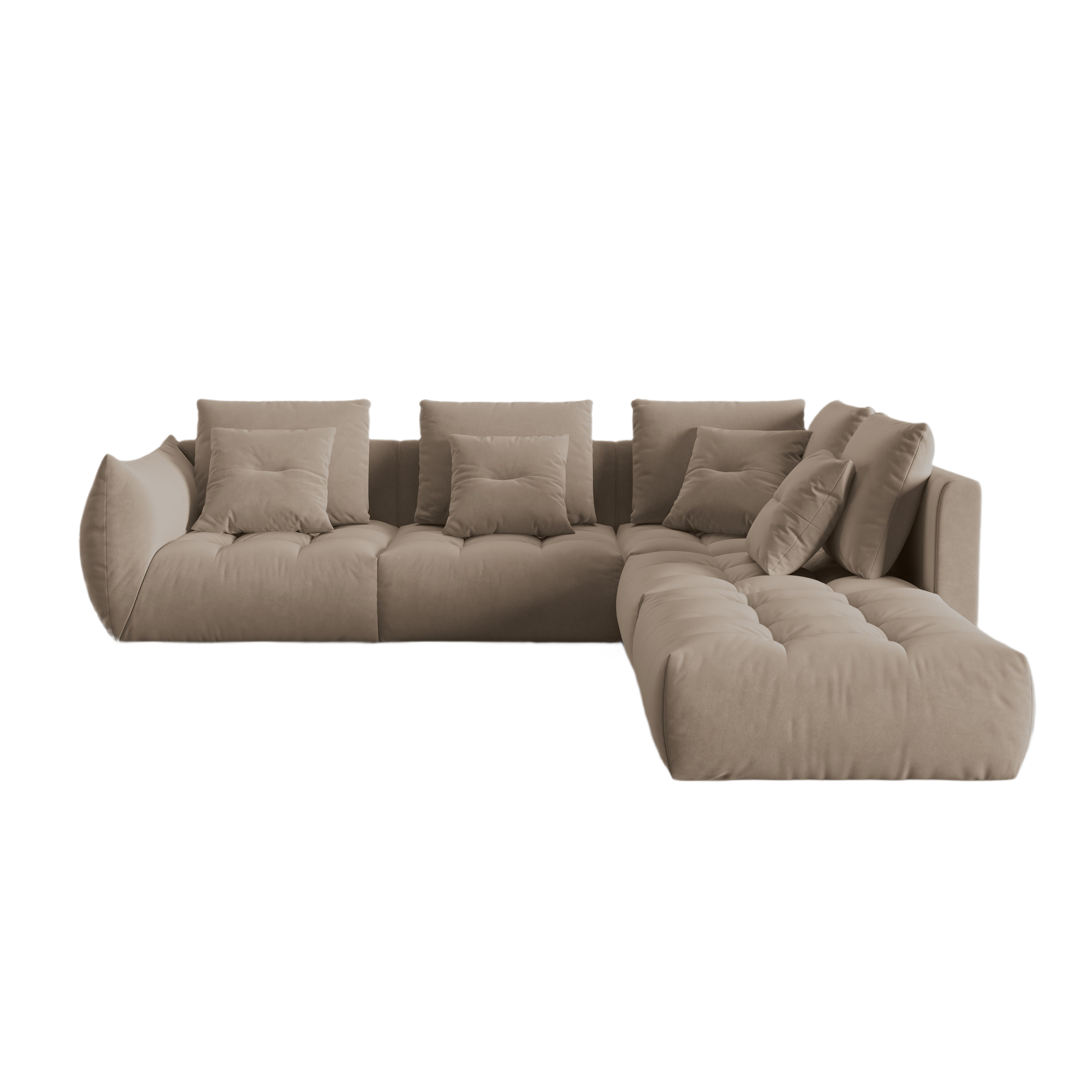 Velvet Modular Right Corner Sofa, "Bloom", 4 Seats, Light Brown, 316x310x95
Made in Europe