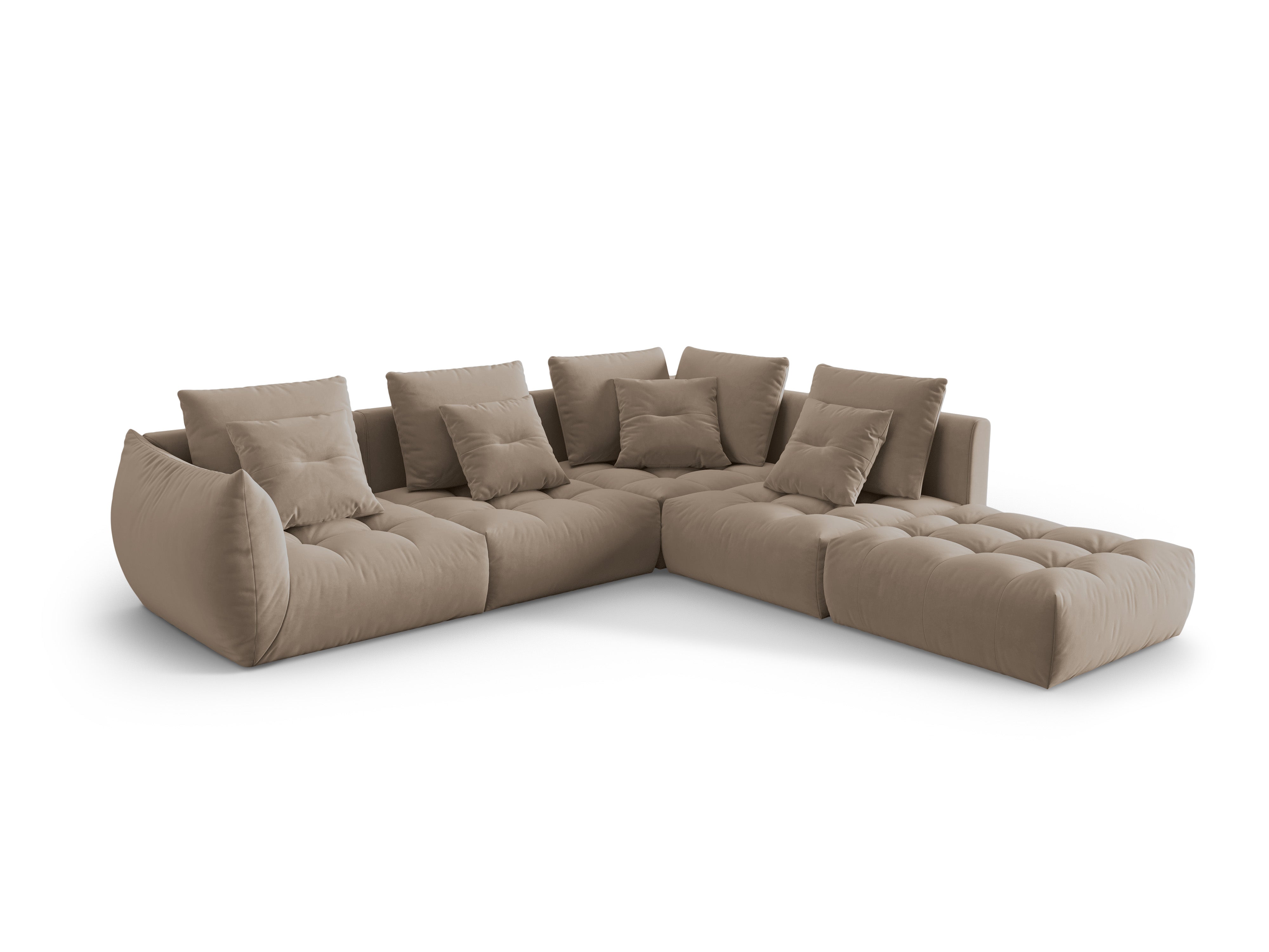 Velvet Modular Right Corner Sofa, "Bloom", 4 Seats, Light Brown, 316x310x95
Made in Europe