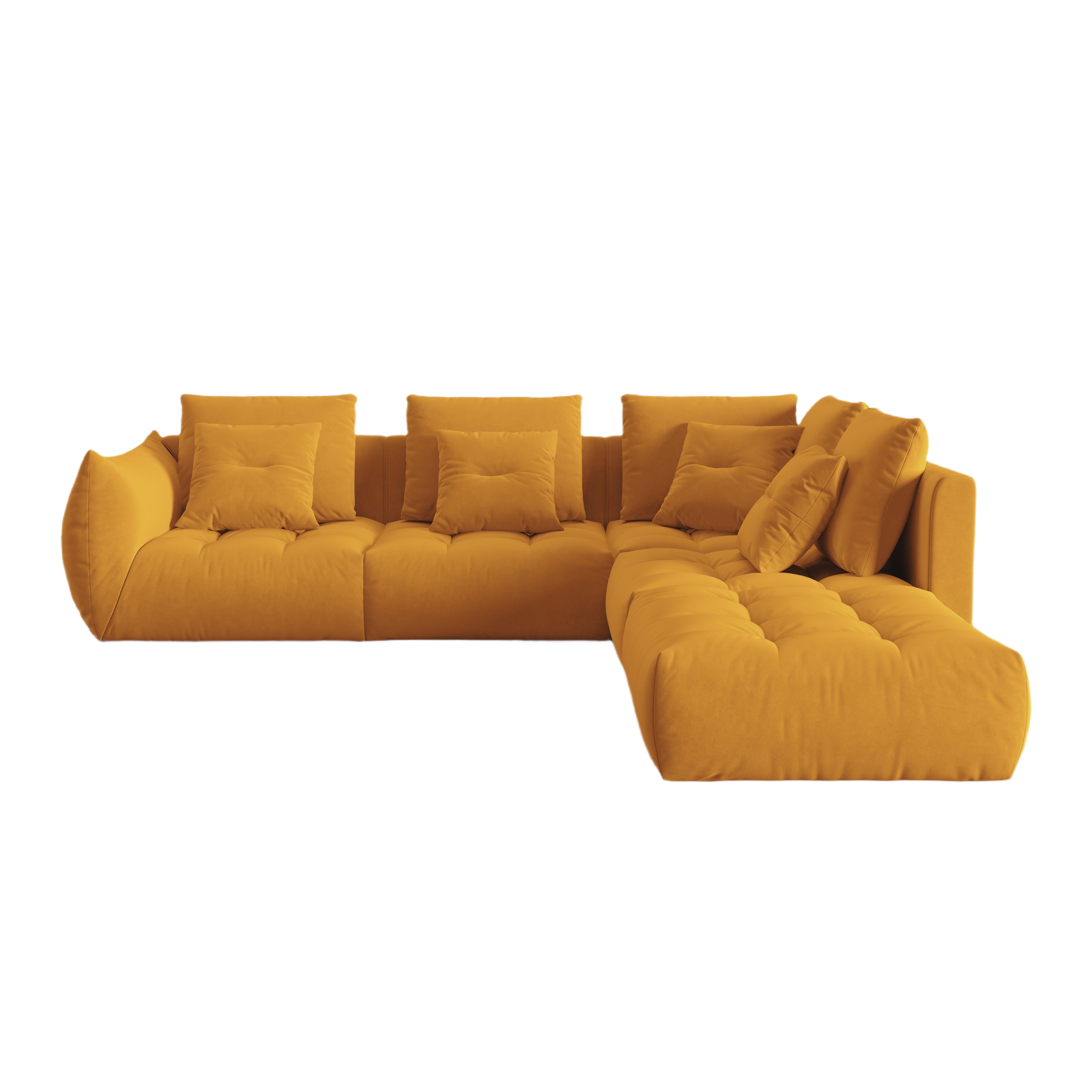 Velvet Modular Right Corner Sofa, "Bloom", 4 Seats, Yellow, 316x310x95
Made in Europe
