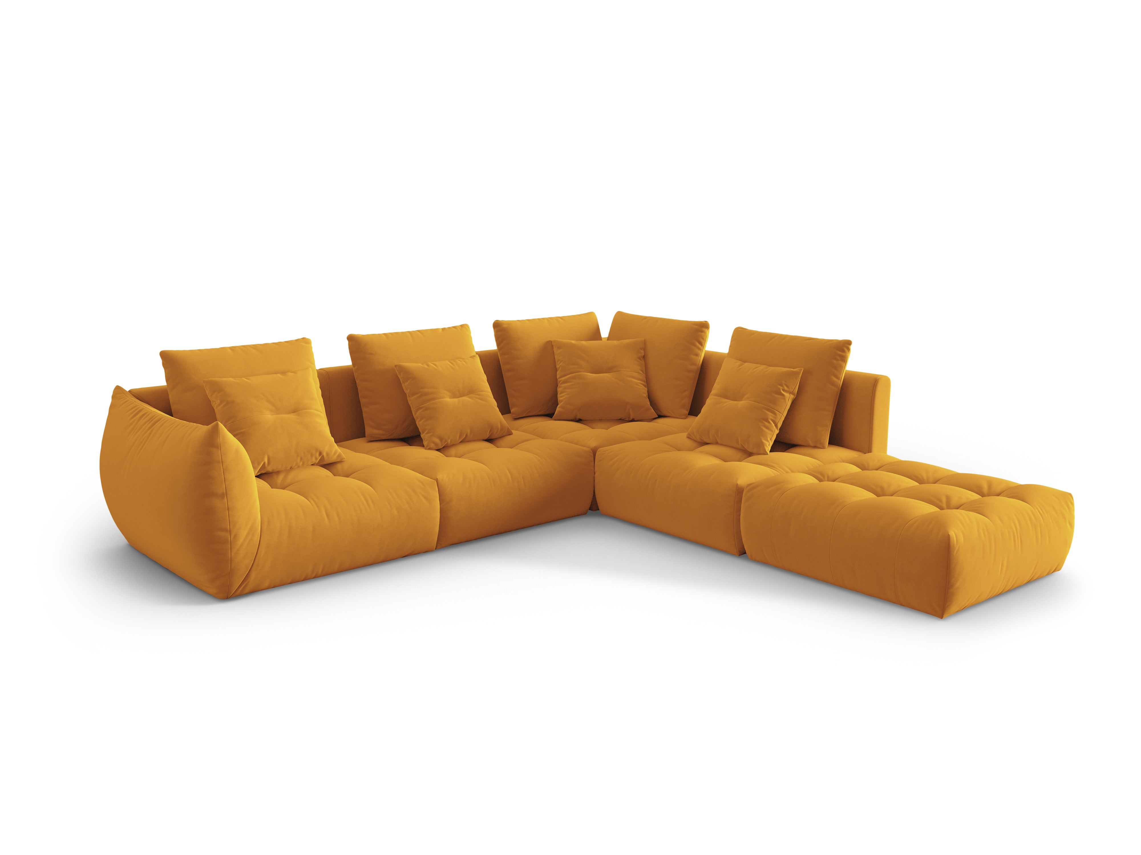 Velvet Modular Right Corner Sofa, "Bloom", 4 Seats, Yellow, 316x310x95
Made in Europe