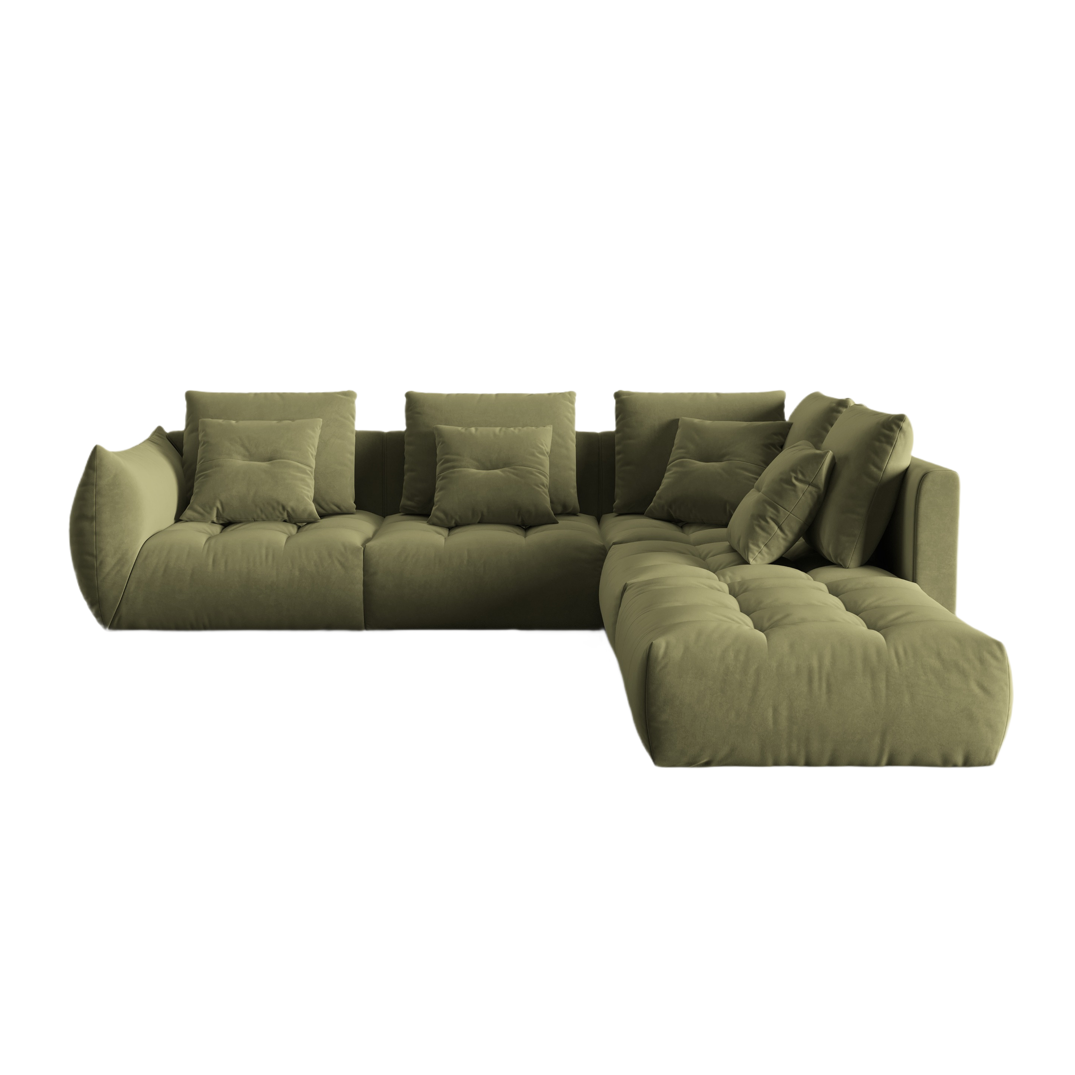 Velvet Modular Right Corner Sofa, "Bloom", 4 Seats, Light Green, 316x310x95
Made in Europe
