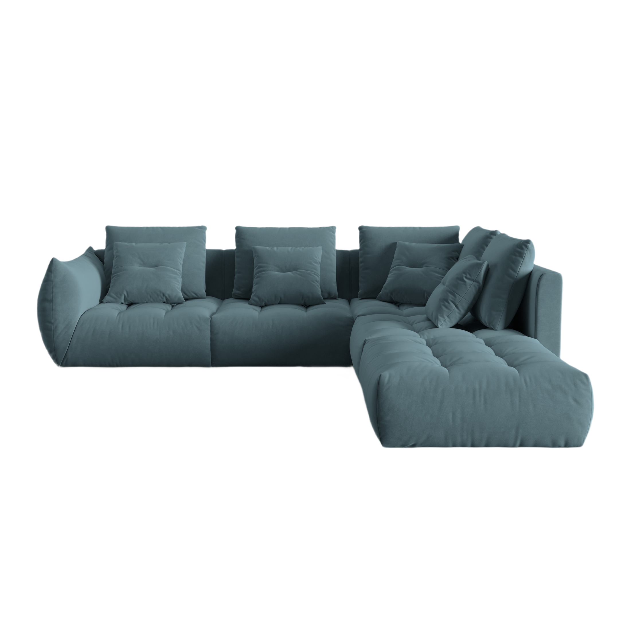 Velvet Modular Right Corner Sofa, "Bloom", 4 Seats, Pastel Blue, 316x310x95
Made in Europe