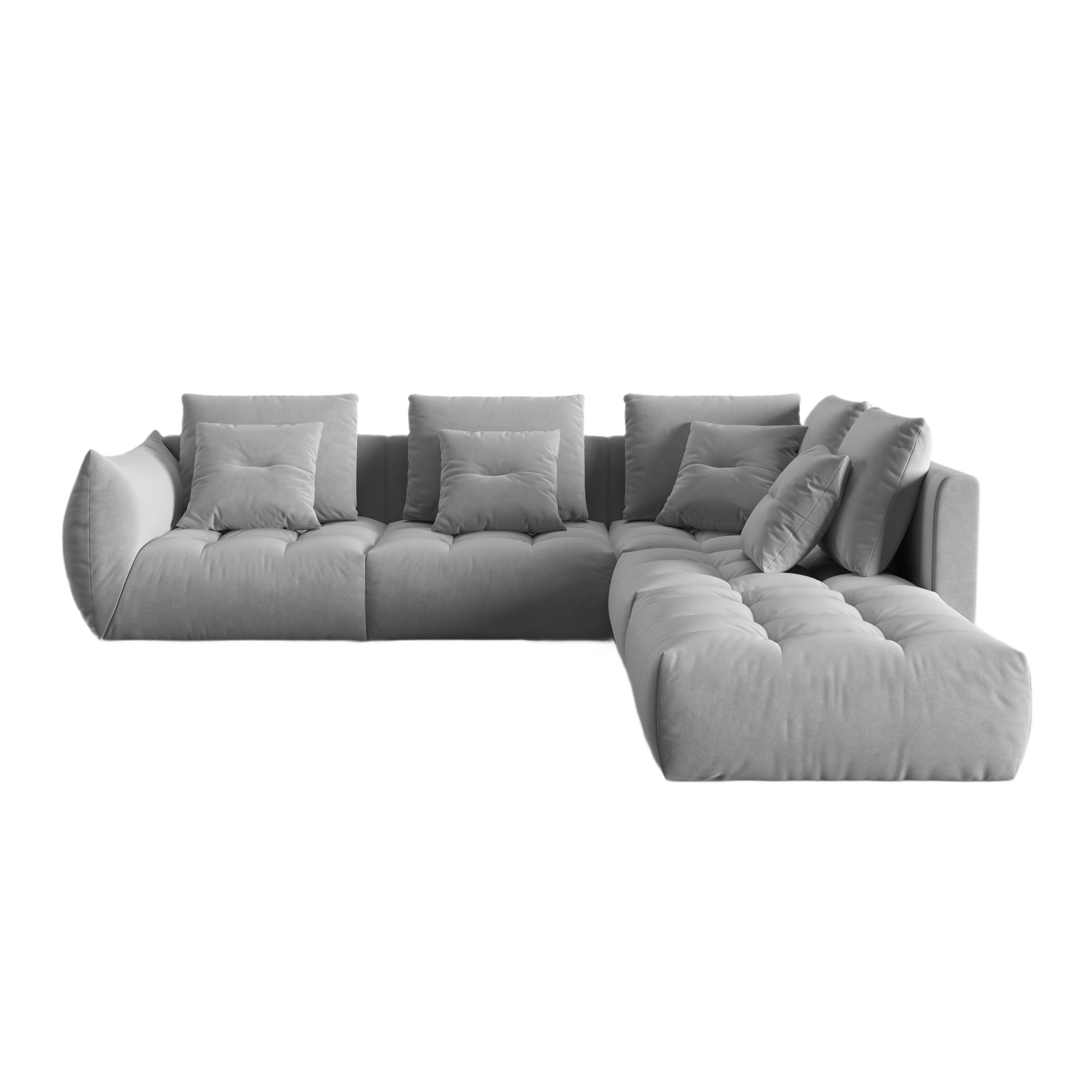 Velvet Modular Right Corner Sofa, "Bloom", 4 Seats, Gray, 316x310x95
Made in Europe