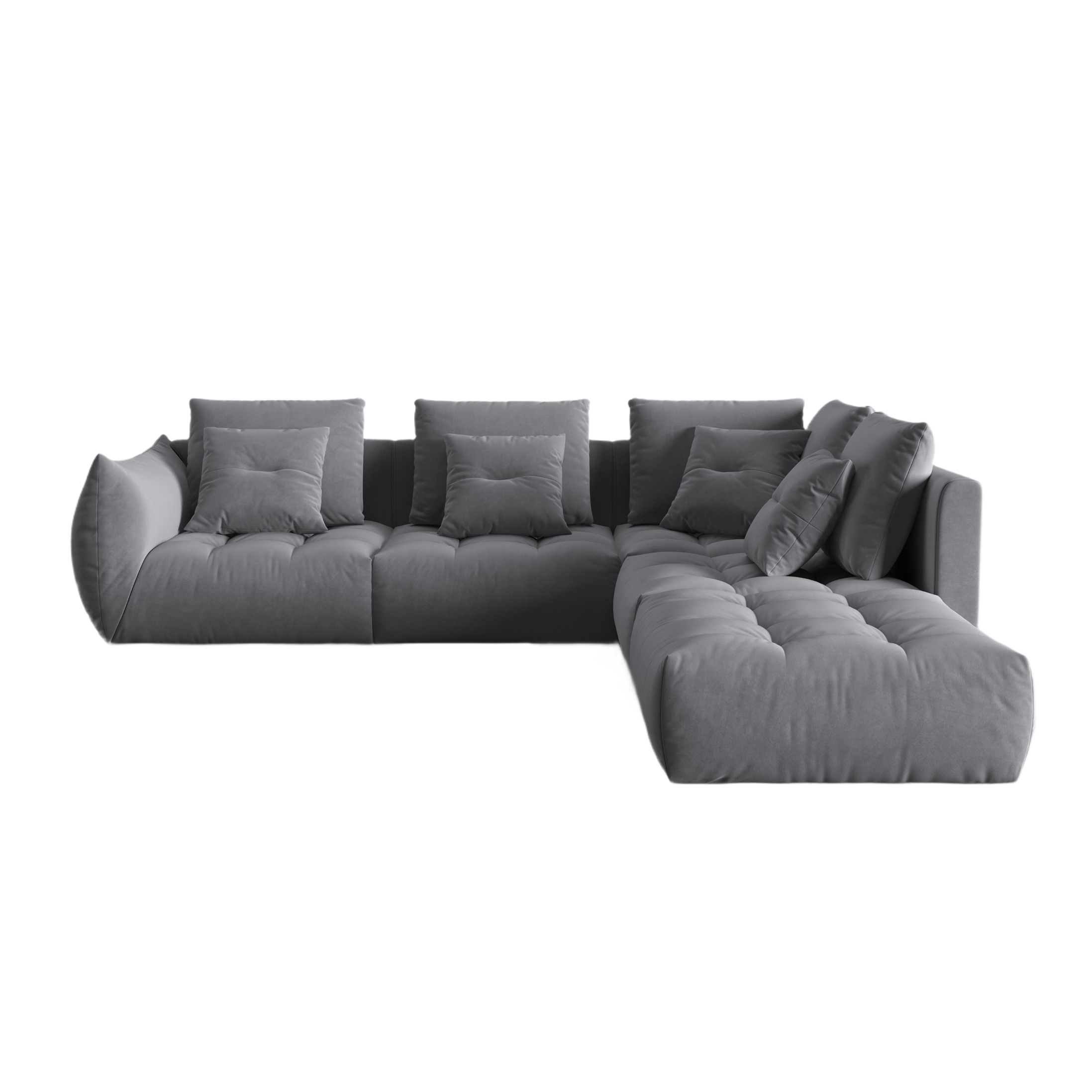 Velvet Modular Right Corner Sofa, "Bloom", 4 Seats, Dark Gray, 316x310x95
Made in Europe