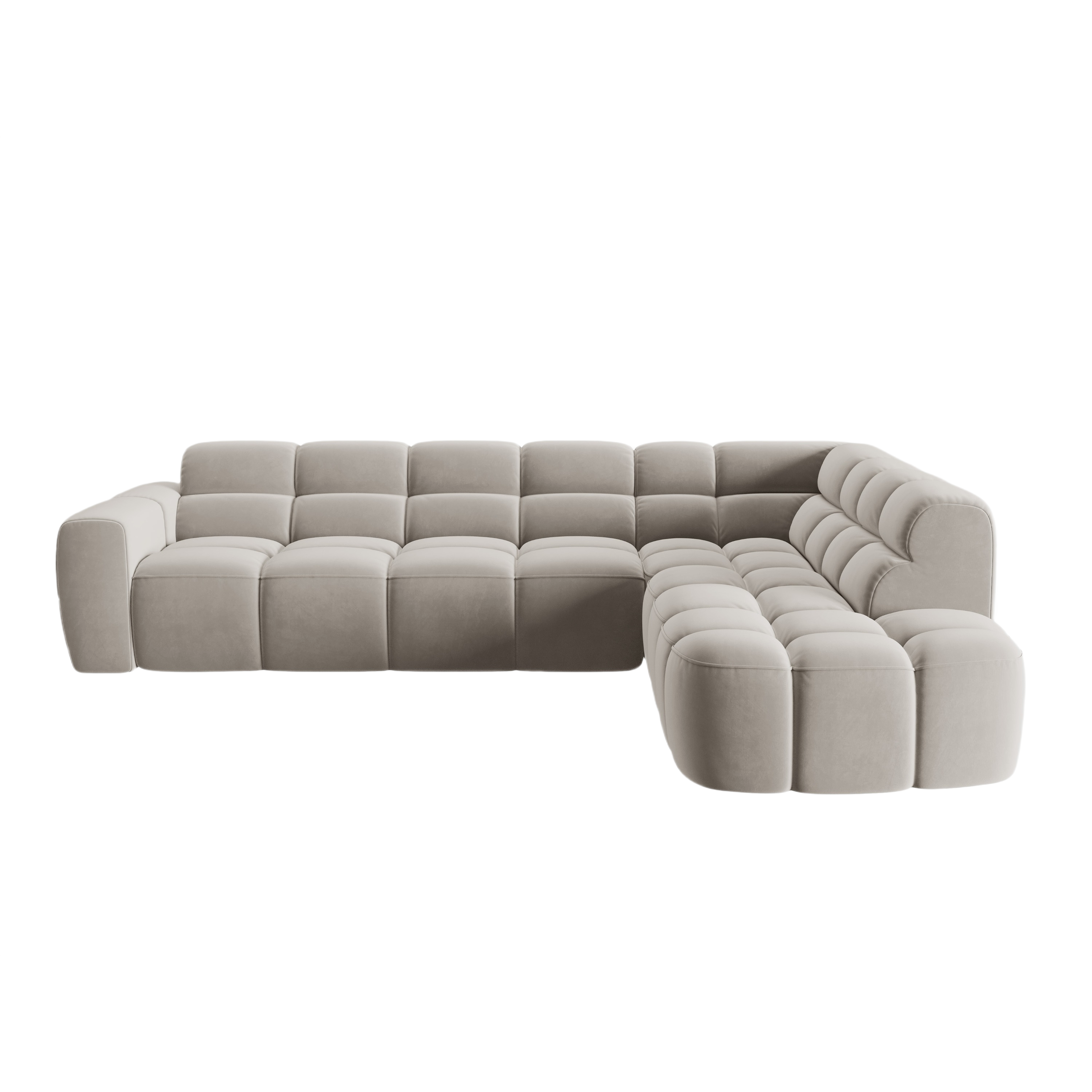 Right-facing velvet corner sofa LISA light beige