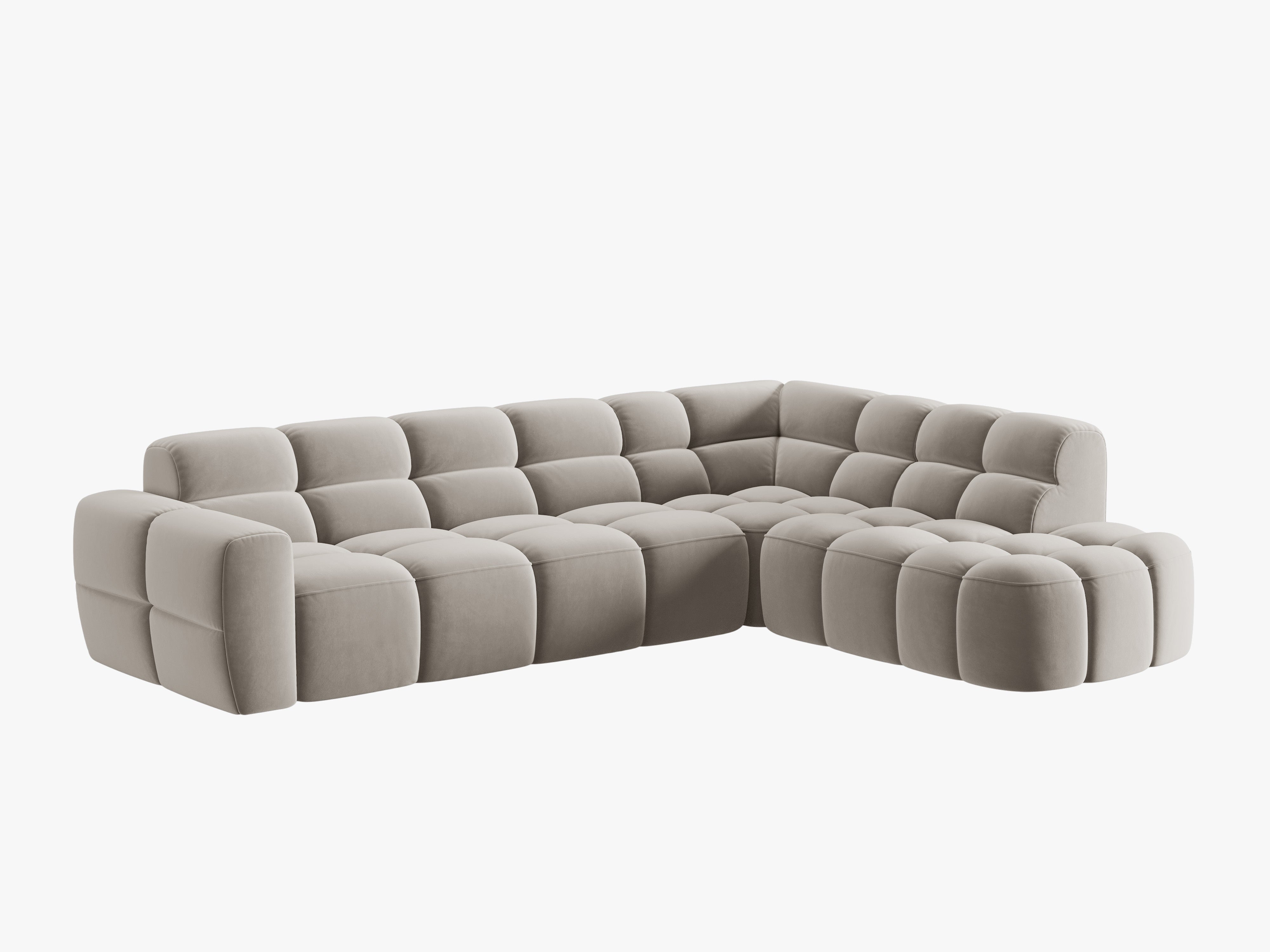 Right-facing velvet corner sofa LISA light beige