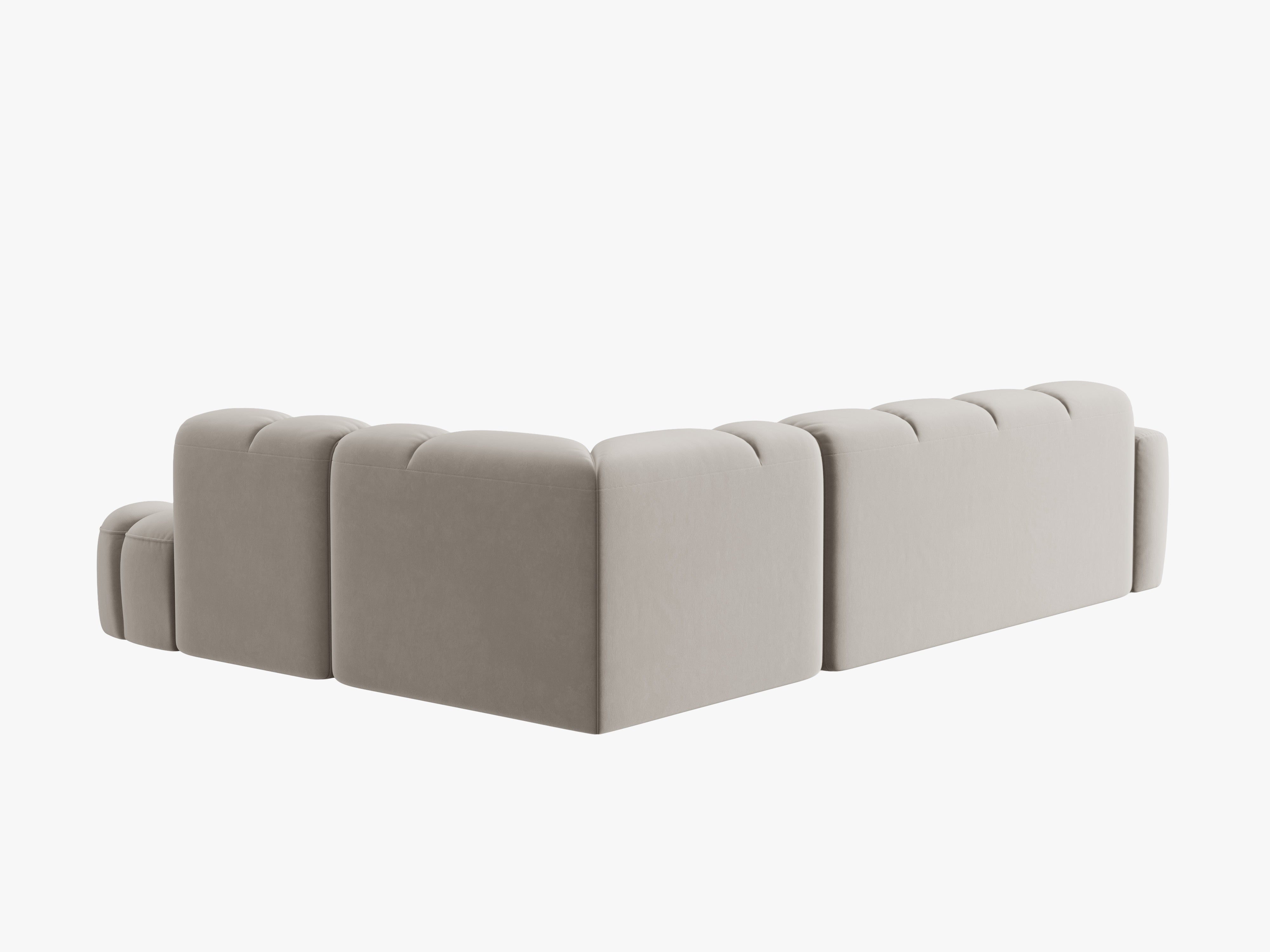 Right-facing velvet corner sofa LISA light beige