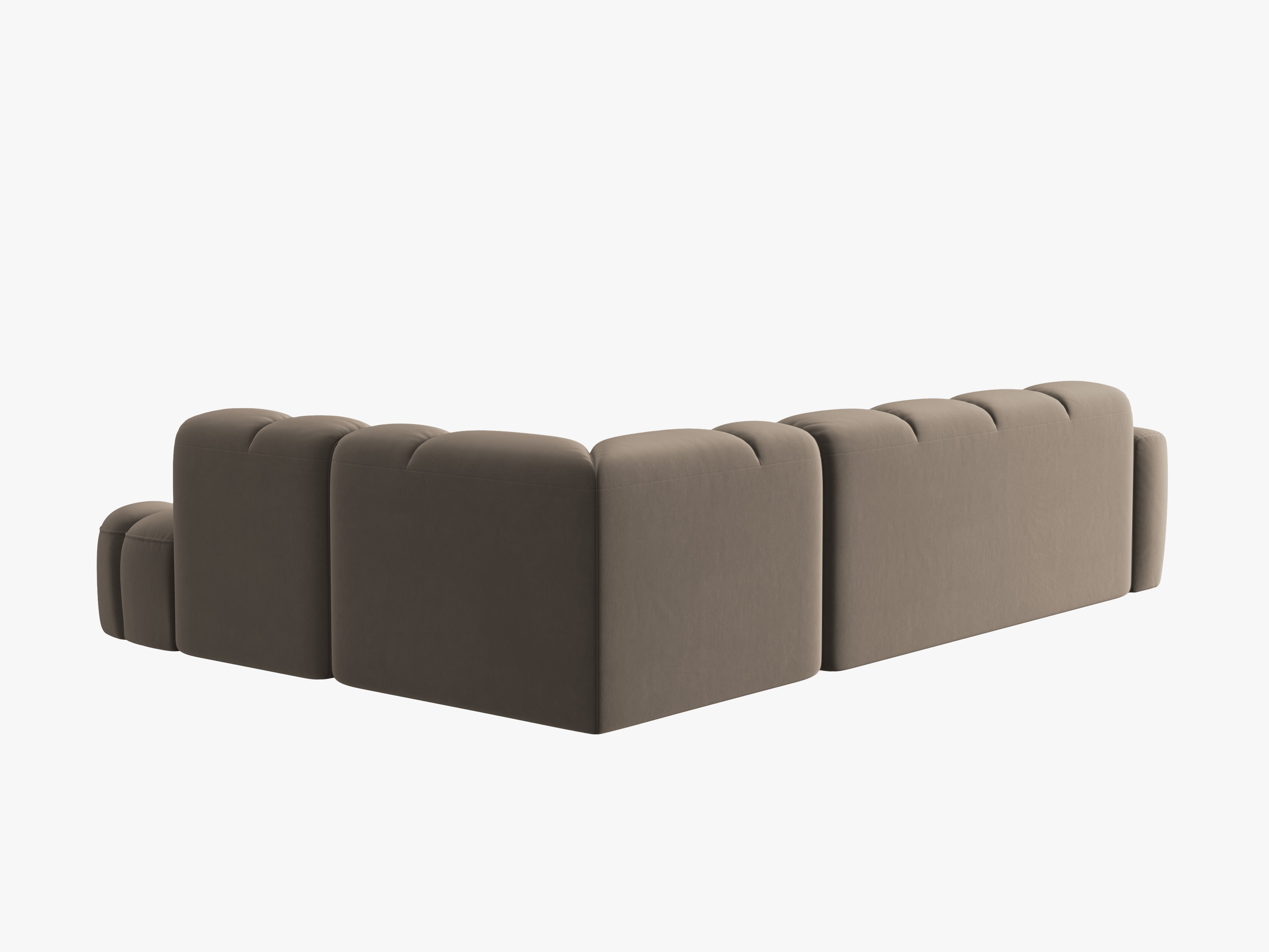 Right-facing velvet corner sofa LISA light brown